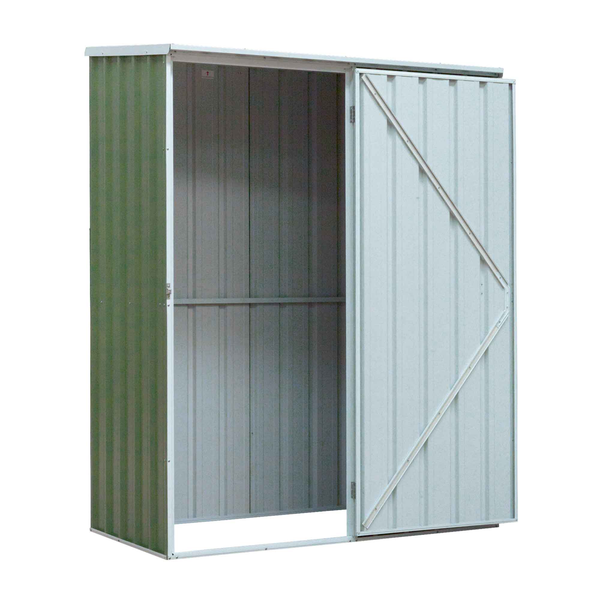 Galvanised Steel Metal Garden/Outdoor/Storage Shed, 5FT x 2.5FT, Pent Style Roof - Green - DG113 - Dellonda