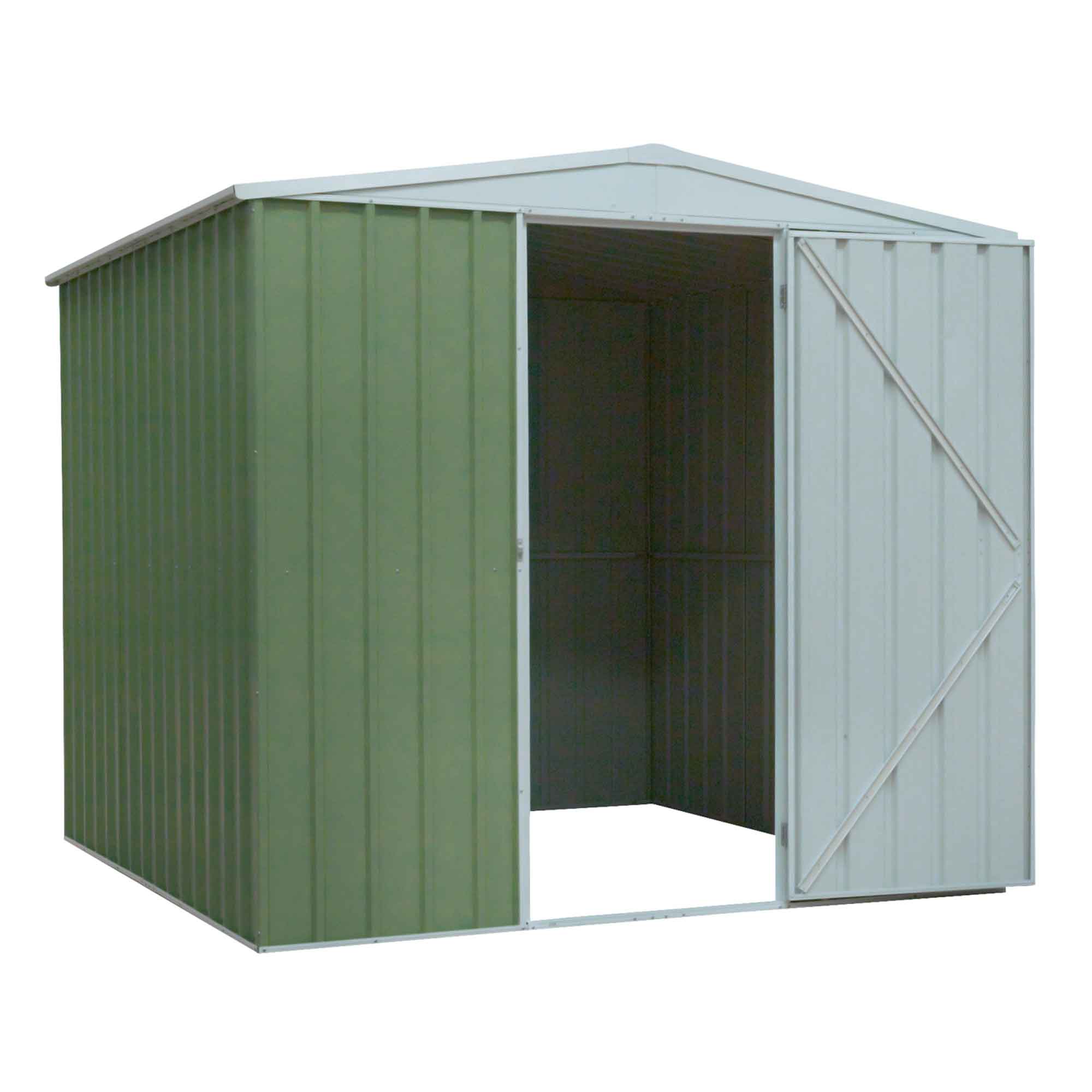 Galvanised Steel Metal Garden/Outdoor/Storage Shed, 7.5FT x 7.5FT, Apex Style Roof - Green - DG115 - Dellonda