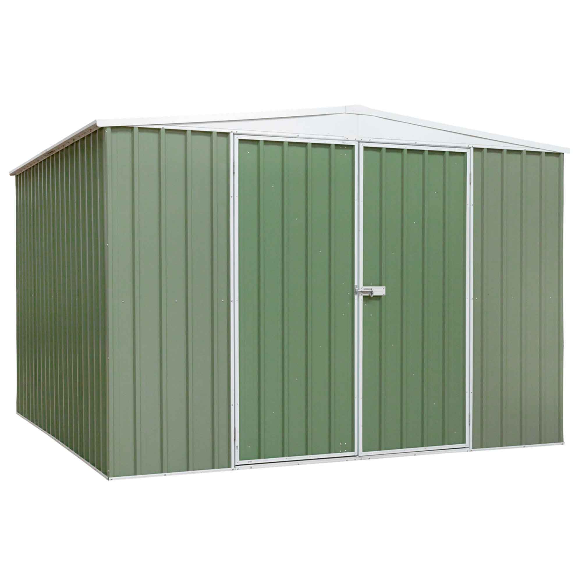 Galvanised Steel Metal Garden/Outdoor/Storage Shed, 10FT x 10FT, Apex Style Roof - Green - DG116 - Dellonda