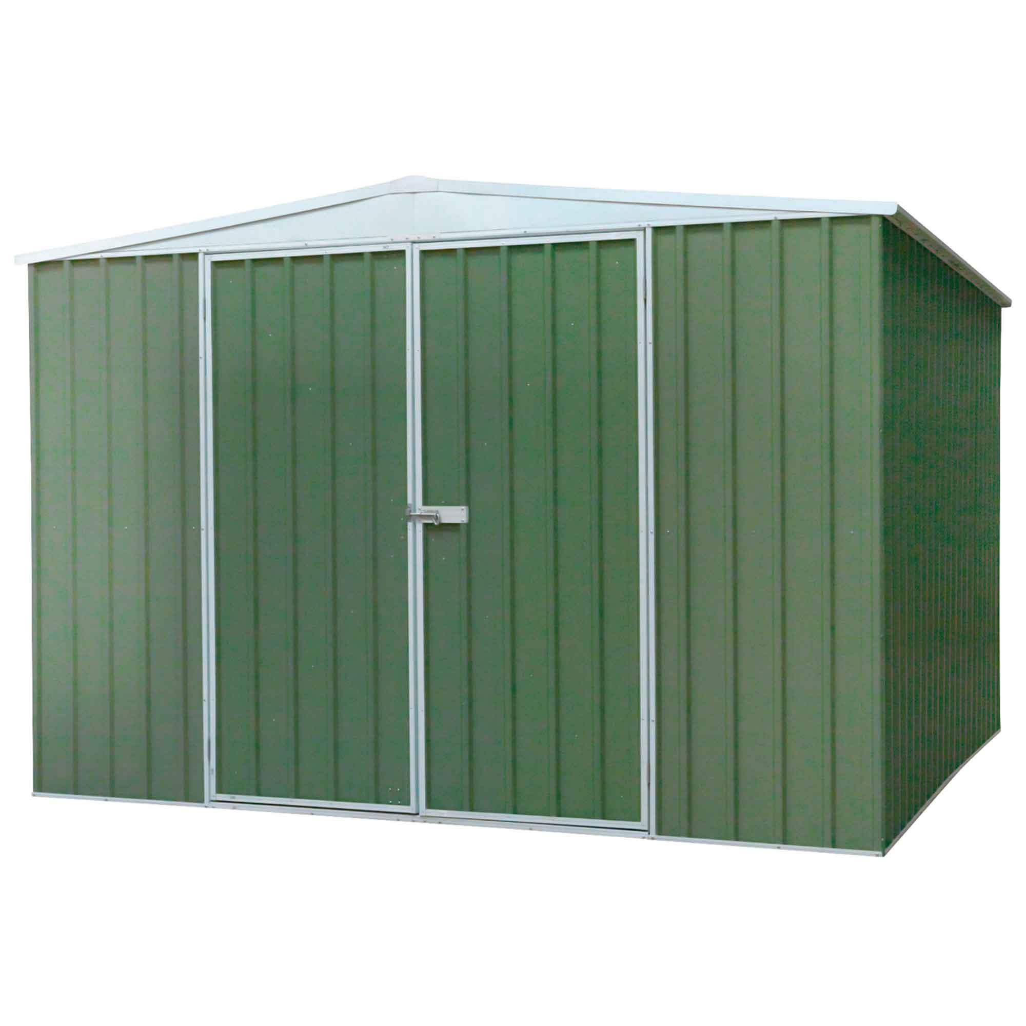 Galvanised Steel Metal Garden/Outdoor/Storage Shed, 10FT x 10FT, Apex Style Roof - Green - DG116 - Dellonda