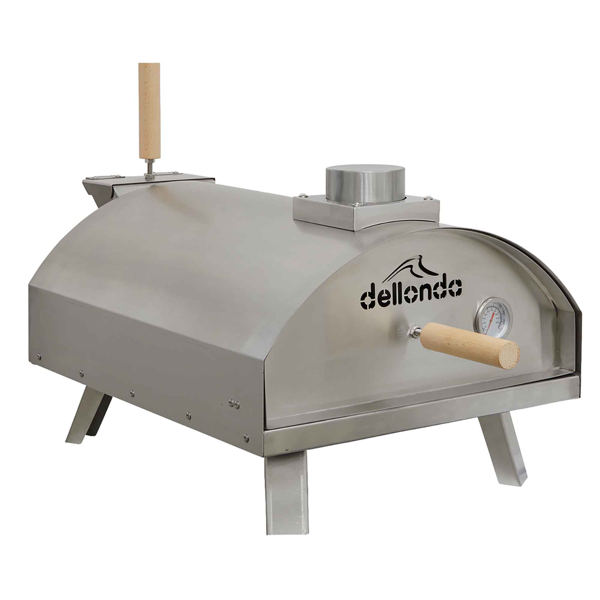 Portable Wood-Fired Pizza Oven and Smoking Oven, Stainless Steel with Weatherproof Cover - DG219 - Dellonda