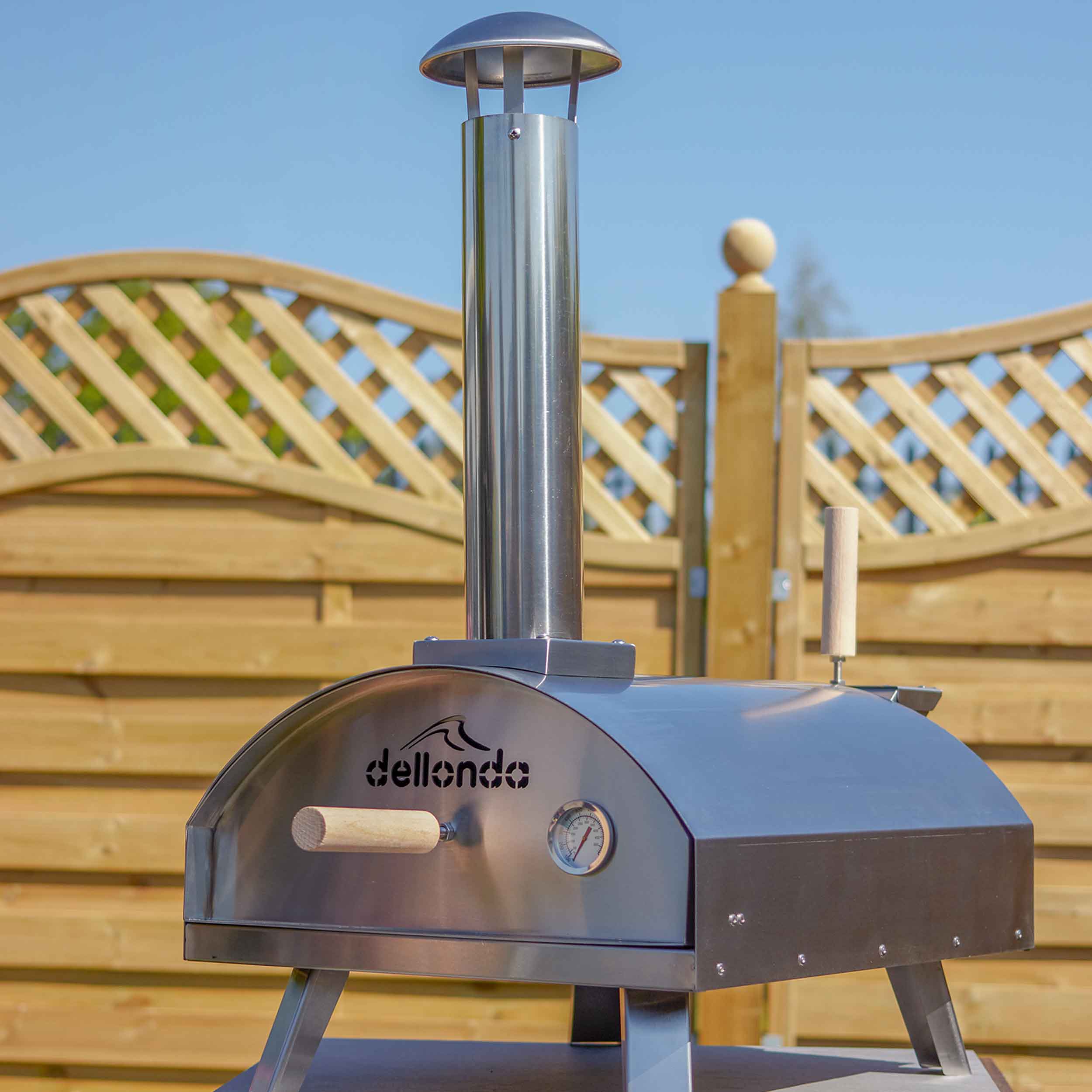 Portable Wood-Fired Pizza Oven and Smoking Oven, Stainless Steel with Weatherproof Cover - DG219 - Dellonda