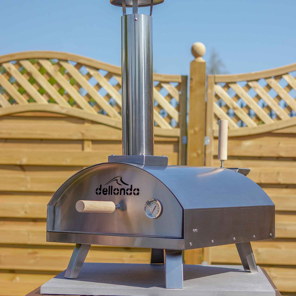 DG11 - Portable Wood-Fired Pizza Oven u0026 Pizza Paddle/Peel - Stainless Steel  - Dellonda