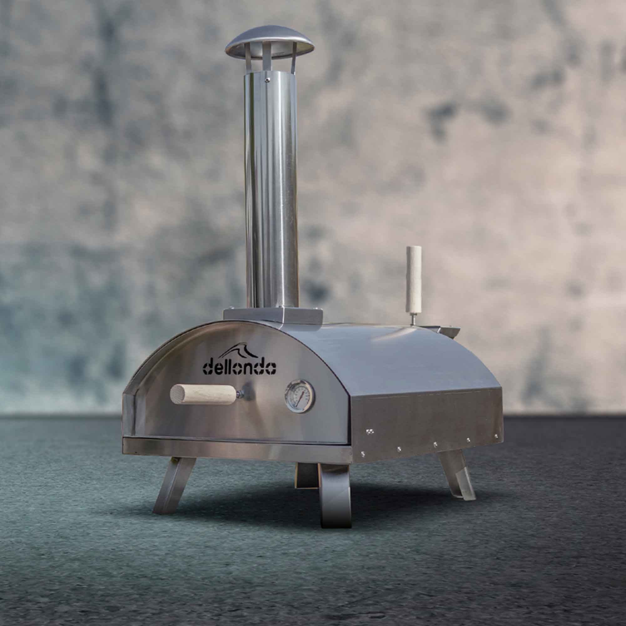 Portable Wood-Fired Pizza Oven and Smoking Oven, Stainless Steel with Weatherproof Cover - DG219 - Dellonda