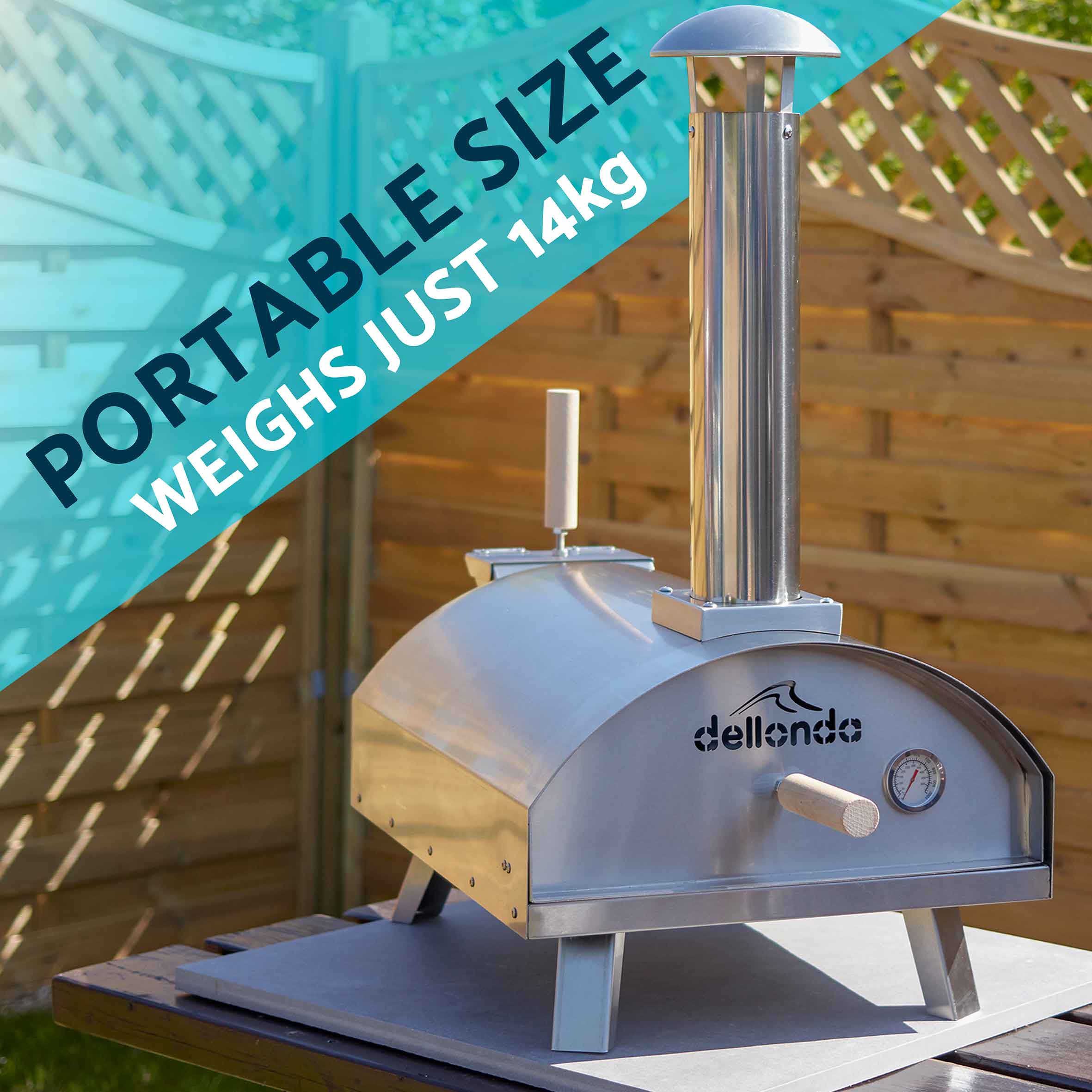 Portable Wood-Fired Pizza Oven and Smoking Oven, Stainless Steel with Weatherproof Cover - DG219 - Dellonda