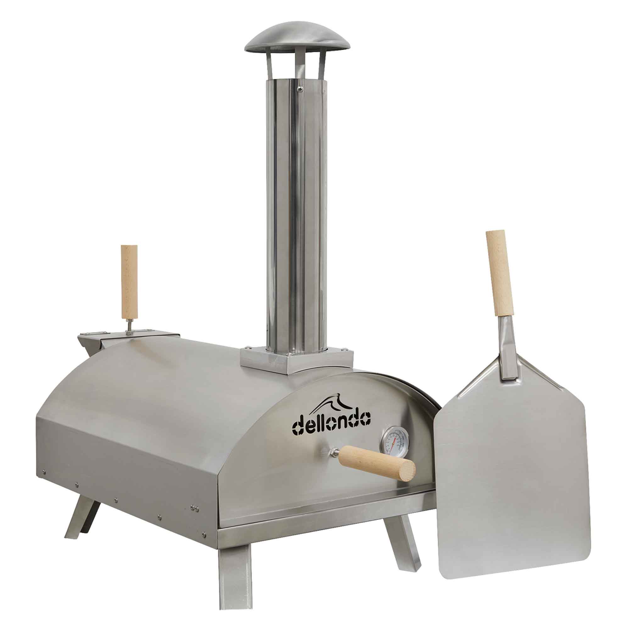 Portable Wood-Fired Pizza Oven and Smoking Oven, Stainless Steel with Weatherproof Cover - DG219 - Dellonda