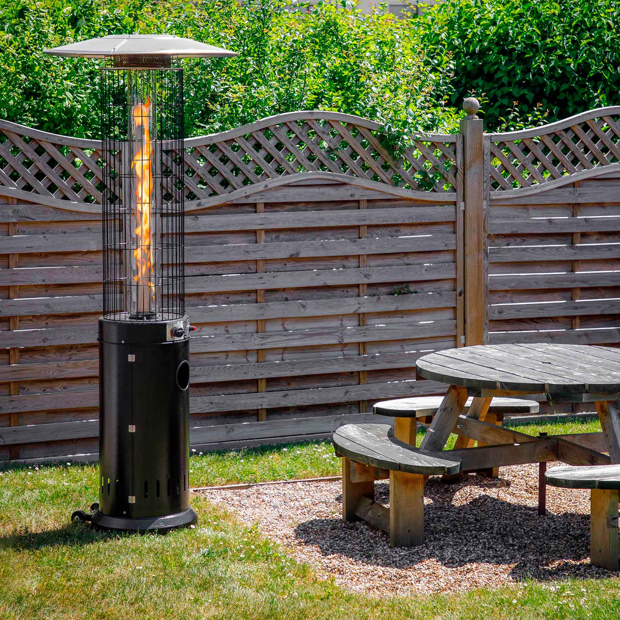 Gas Patio Heater 13kW for Commercial & Domestic Use, Black, Supplied with Cover - DG226 - Dellonda