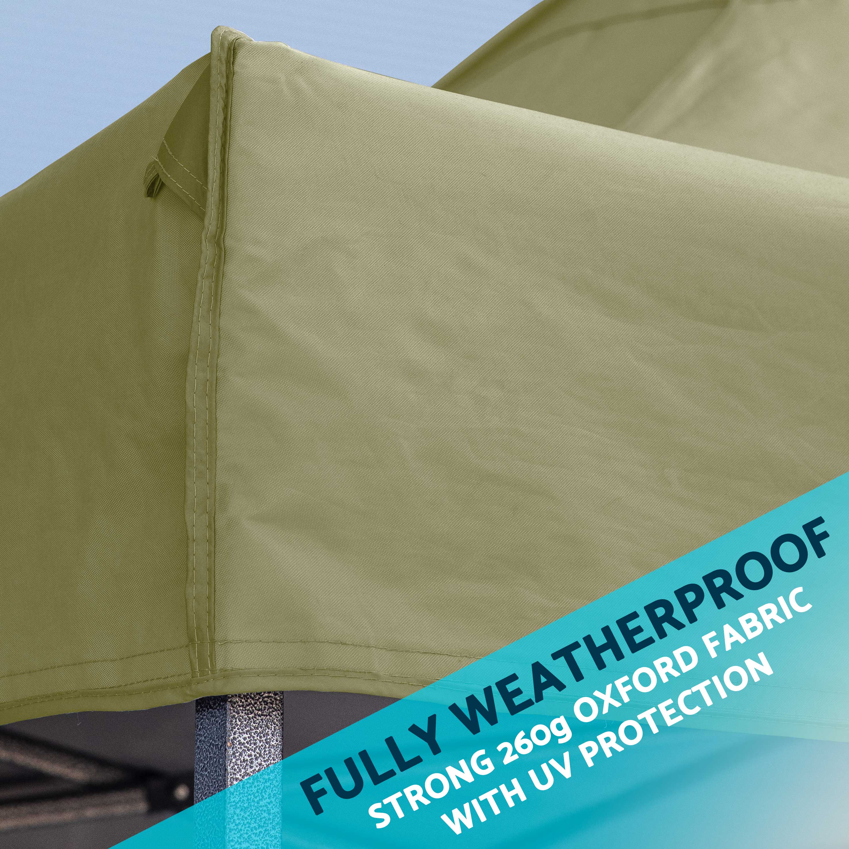 Premium 2x2m Pop-Up Gazebo, Heavy Duty, PVC Coated, Water Resistant with Carry Bag, Stakes & Weight Bags - Beige - DG126 - Dellonda