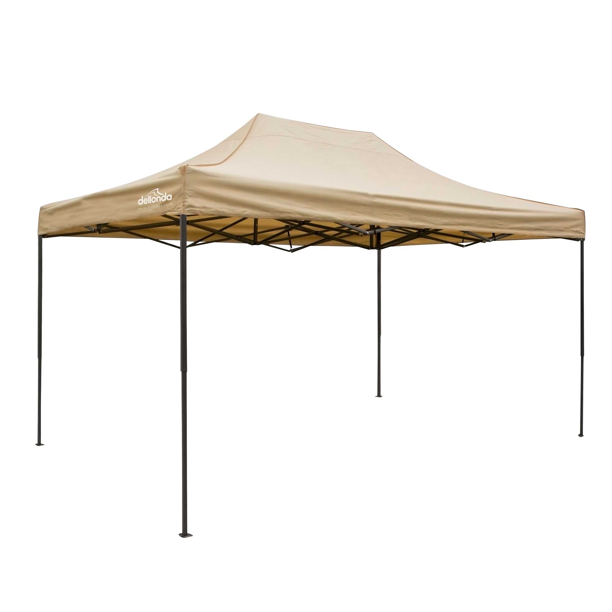 Premium 3 x 4.5m Pop-Up Gazebo, Heavy Duty, Water Resistant, Carry Bag, Stakes & Weight Bags - Beige - DG134 - Dellonda