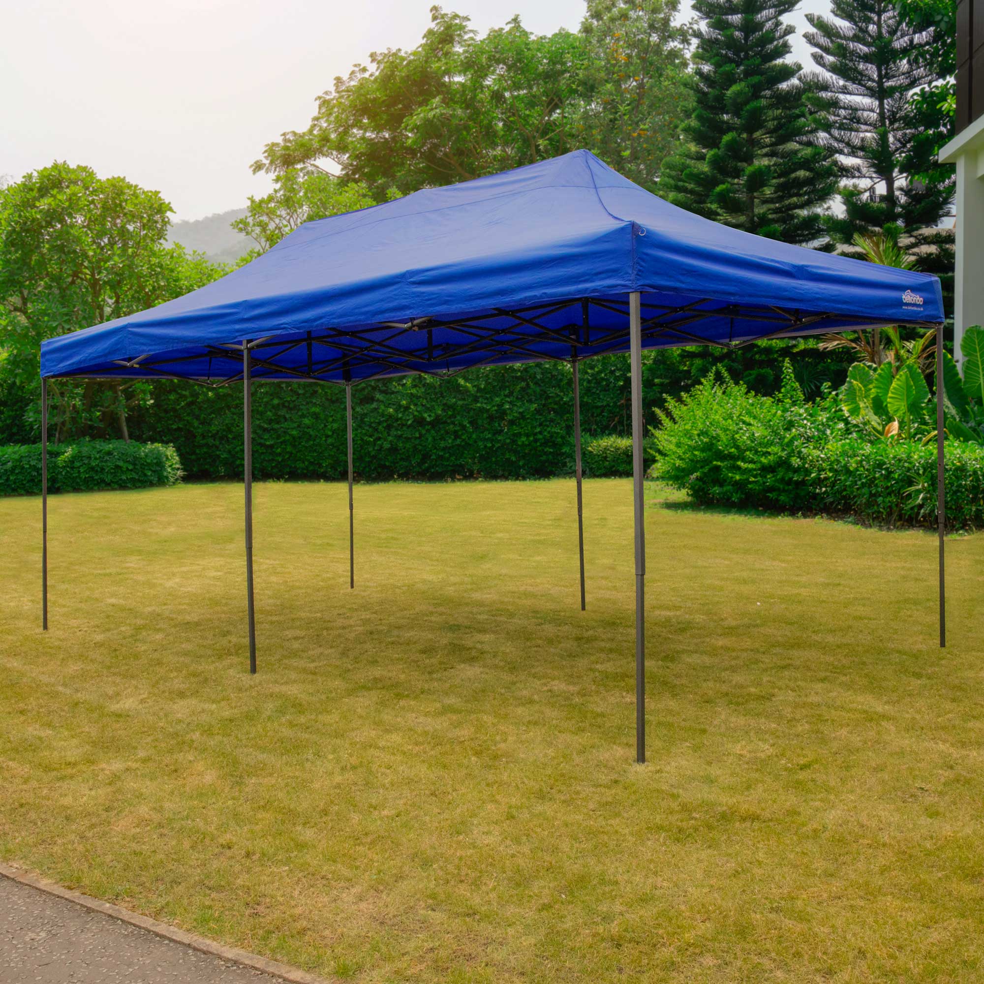 Premium 3x6m Pop-Up Gazebo, Heavy Duty, Water Resistant, Carry Bag, Stakes & Weight Bags - Blue - DG139 - Dellonda