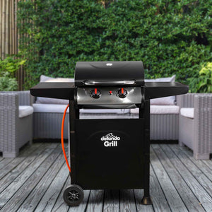 2 Burner Gas BBQ Grill with Piezo Ignition Built In Thermometer Cov Dellonda