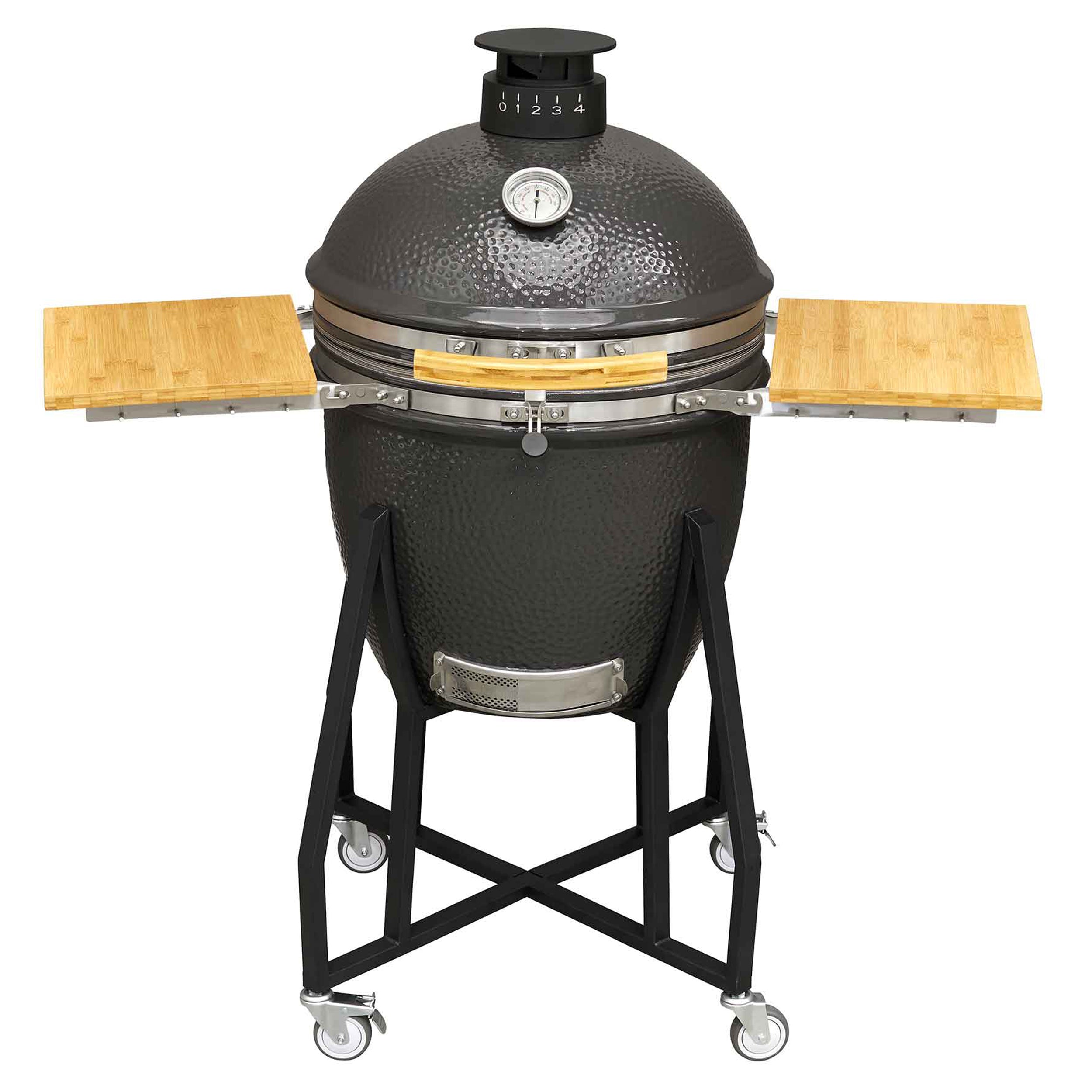 Deluxe Kamado Style BBQ Grill, Oven, Smoker with Wheeled Stand, Ceramic 22"(56cm)  - DG159 - Dellonda