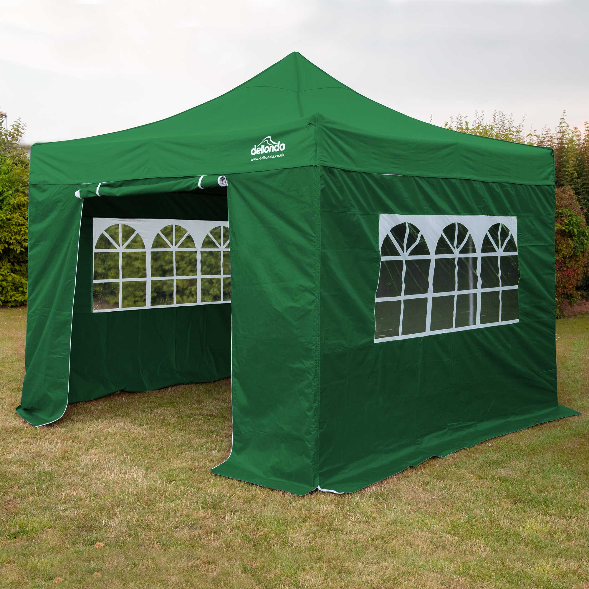Premium 2x2m Pop-Up Gazebo & Side Walls, Water Resistant with Carry Bag, Stakes & Weight Bags - Green - DG162 - Dellonda