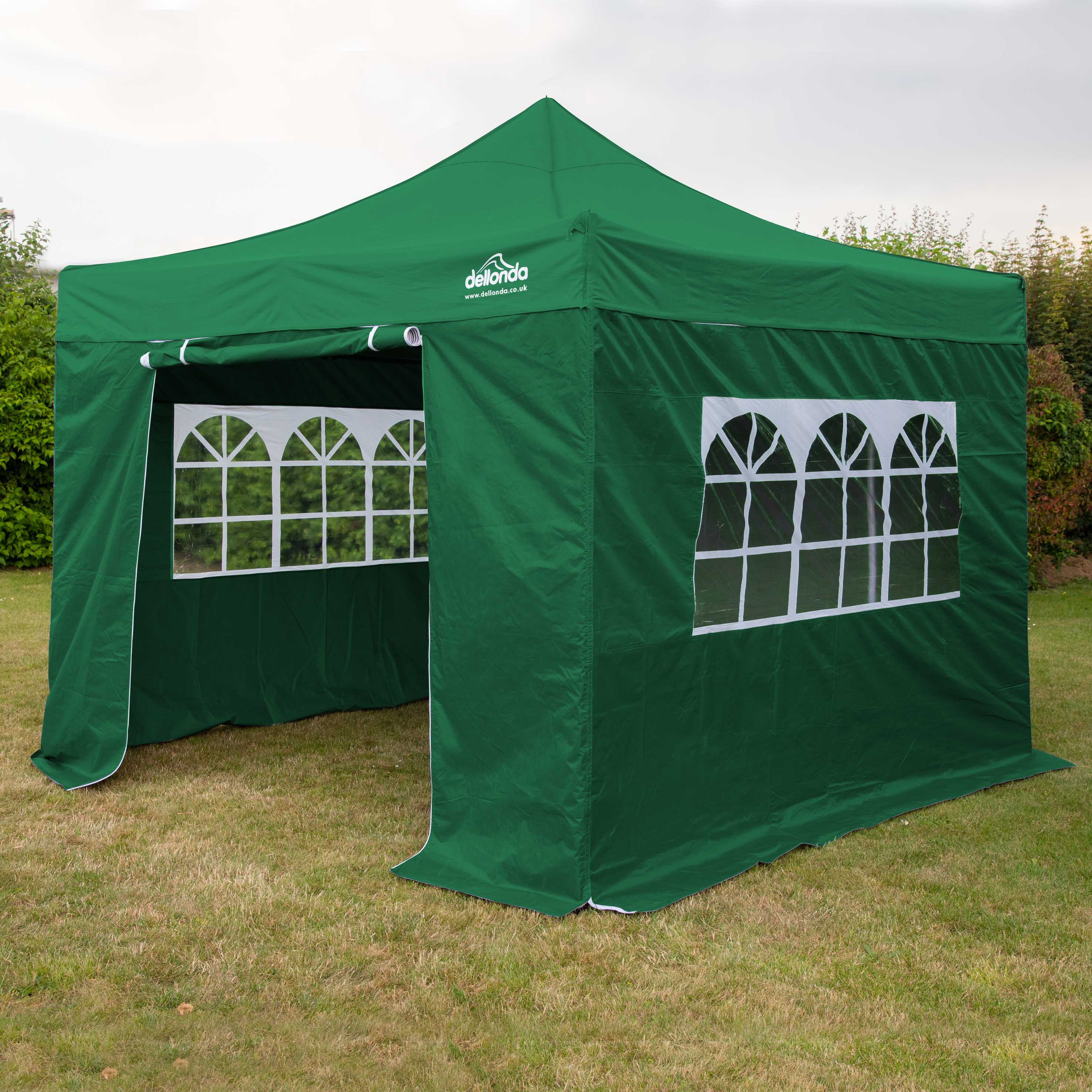 Premium 3x3m Pop-Up Gazebo & Side Walls, Water Resistant with Carry Bag, Stakes & Weight Bags - Green - DG166 - Dellonda