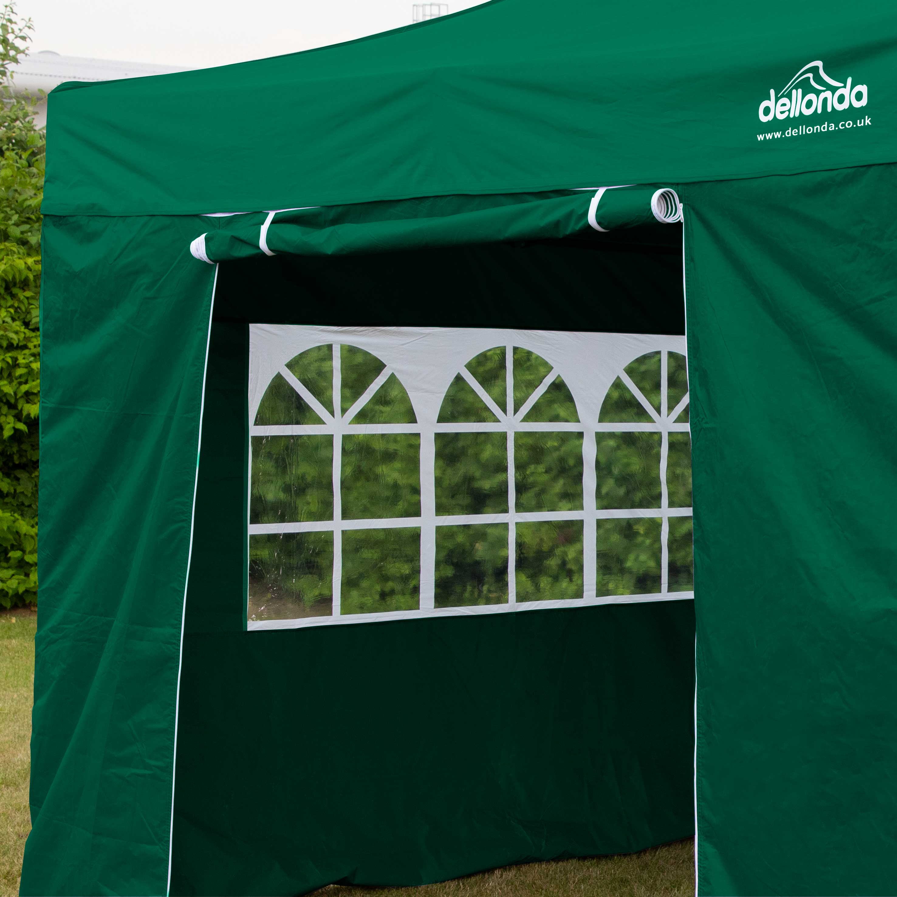 Premium 3x3m Pop-Up Gazebo & Side Walls, Water Resistant with Carry Bag, Stakes & Weight Bags - Green - DG166 - Dellonda