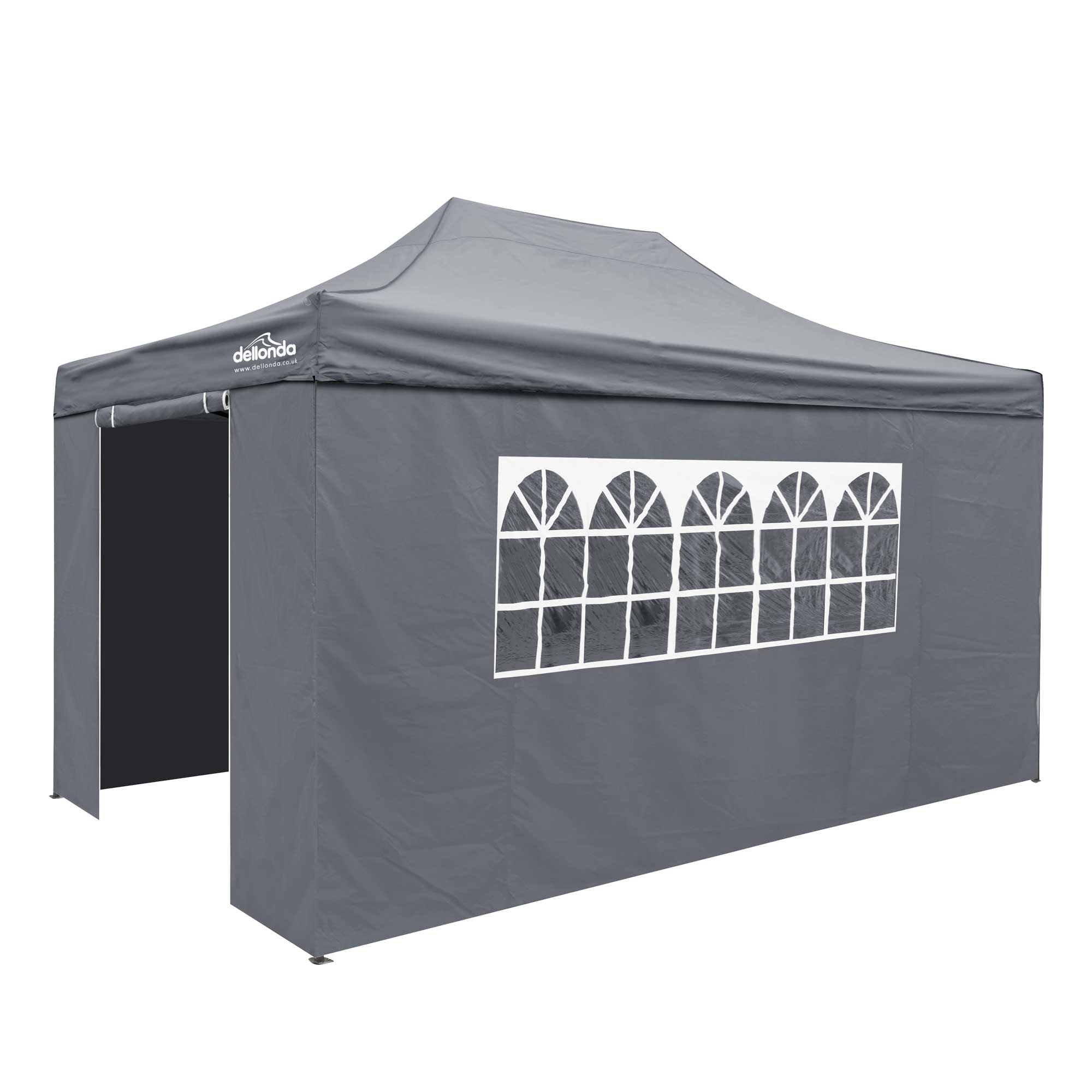 Premium 3x4.5m Pop-Up Gazebo & Side Walls, Water Resistant, Carry Bag, Stakes & Weight Bags - Grey - DG171 - Dellonda