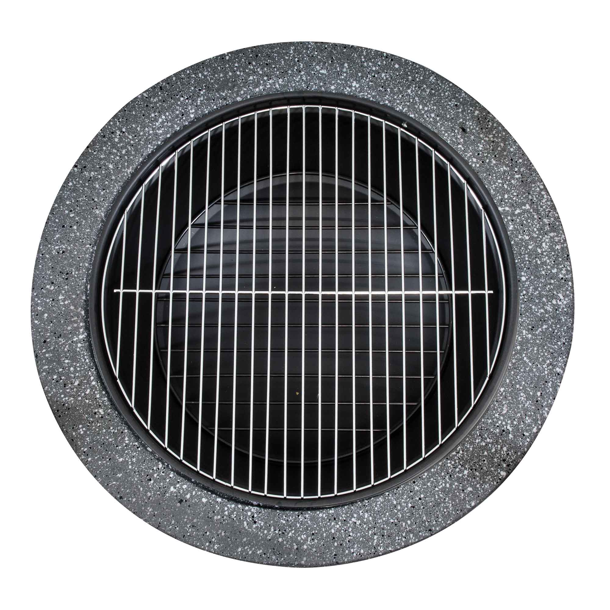 Round MgO Fire Pit with BBQ Grill, Ø60cm, Safety Mesh Screen - Dark Grey - DG189 - Dellonda
