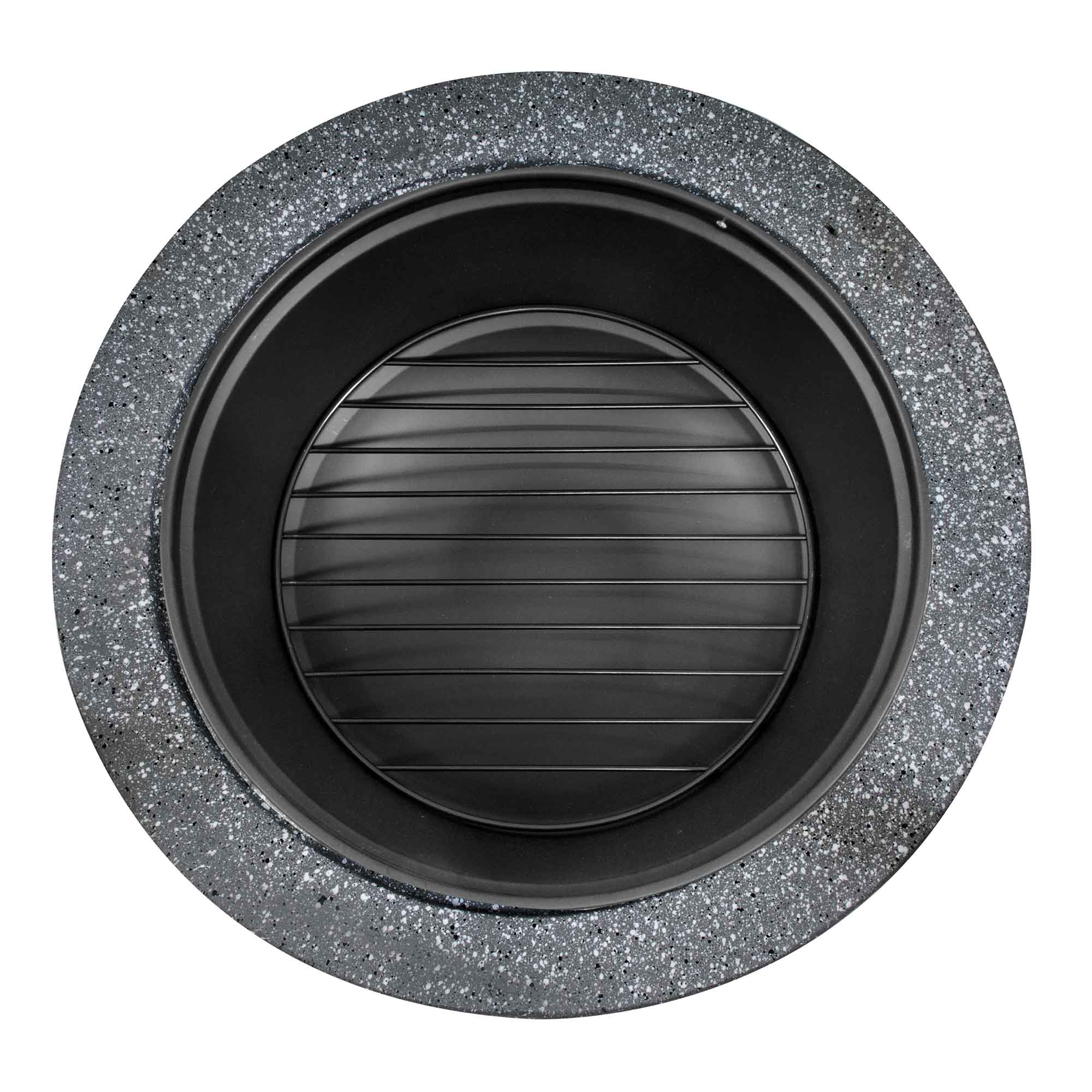 Round MgO Fire Pit with BBQ Grill, Ø75cm, Safety Mesh Screen - Dark Grey - DG191 - Dellonda