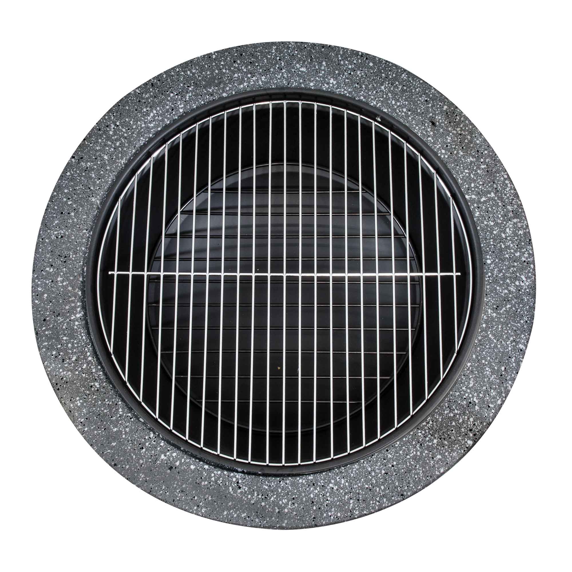 Round MgO Fire Pit with BBQ Grill, Ø75cm, Safety Mesh Screen - Dark Grey - DG191 - Dellonda