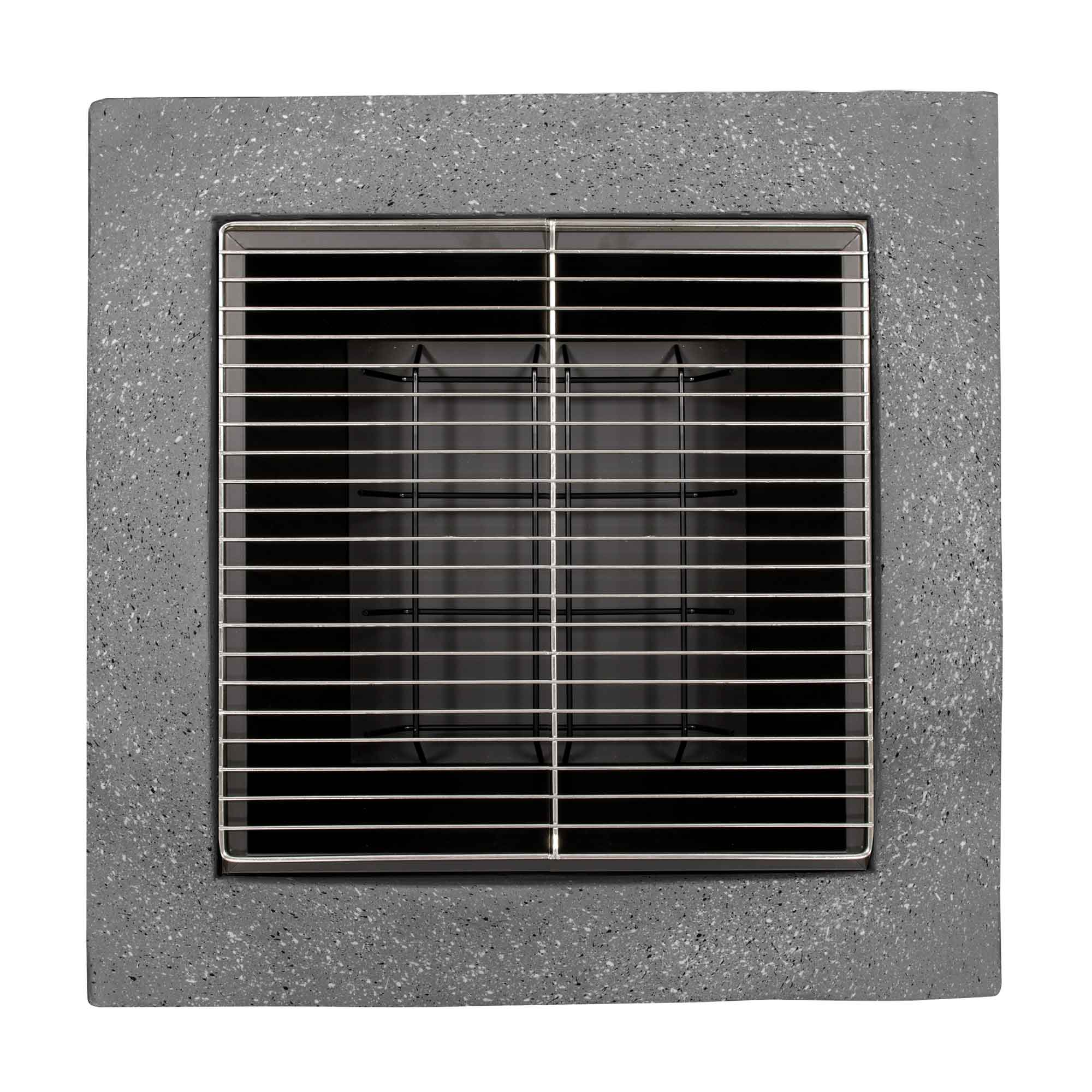 Square MgO Fire Pit with BBQ Grill, Safety Mesh Screen and Fire Poker - Dark Grey - DG193 - Dellonda