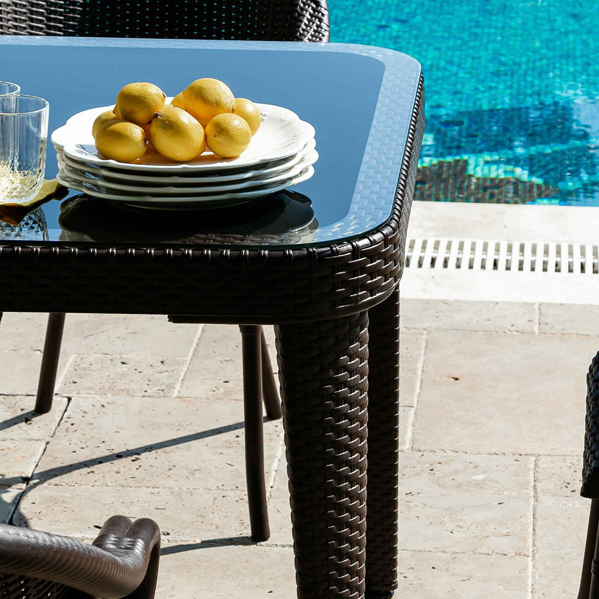 Dining table best sale with stackable chairs