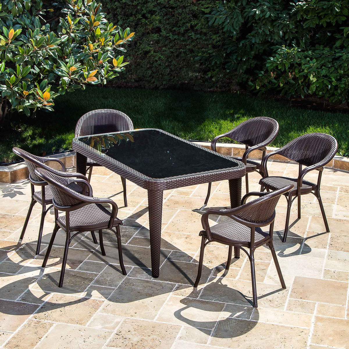 Seven piece outdoor store dining set