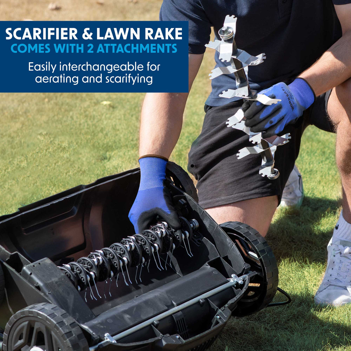 Lawn raker shop and scarifier