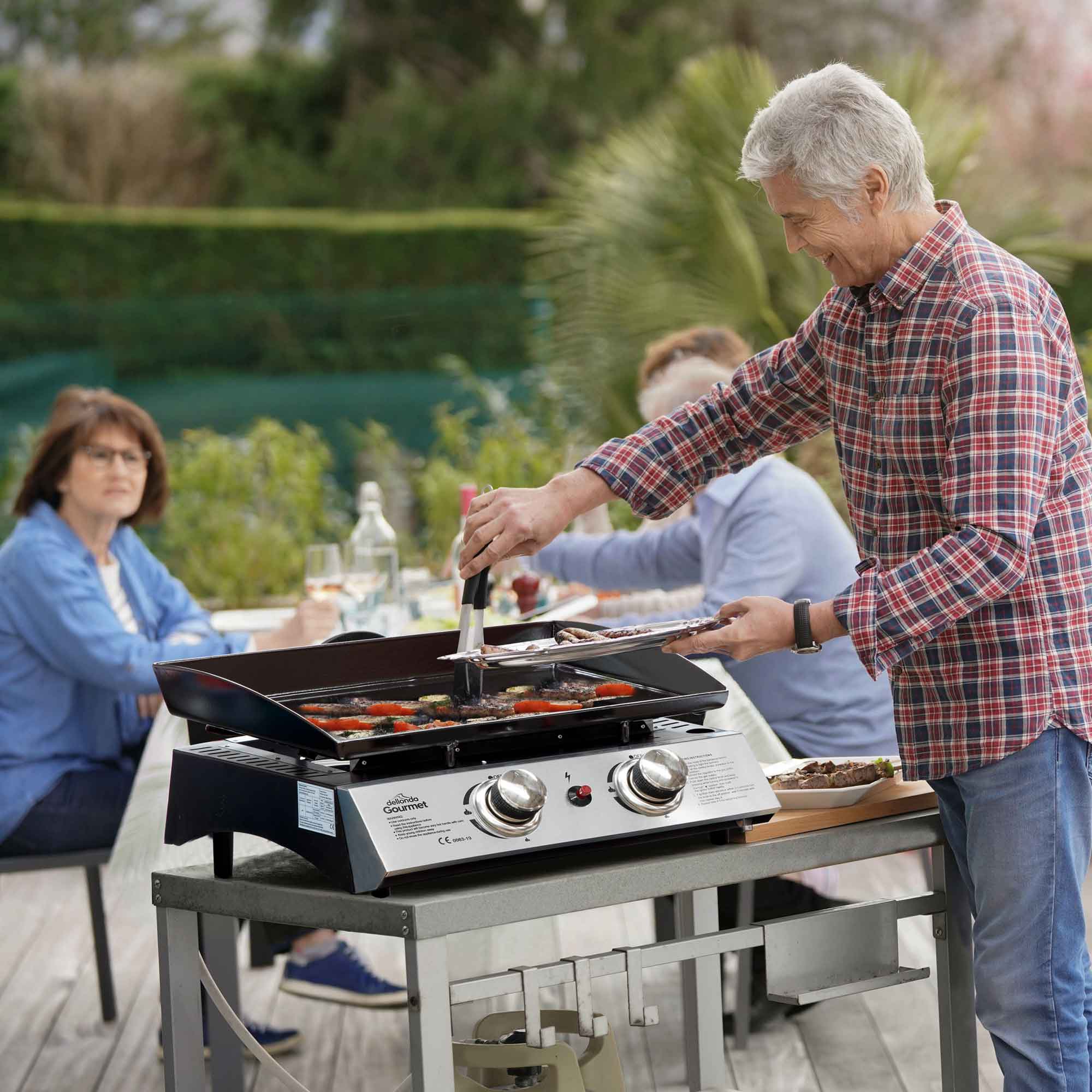 2 Burner Portable Gas Plancha 5kW BBQ Griddle with Cover, Stainless St