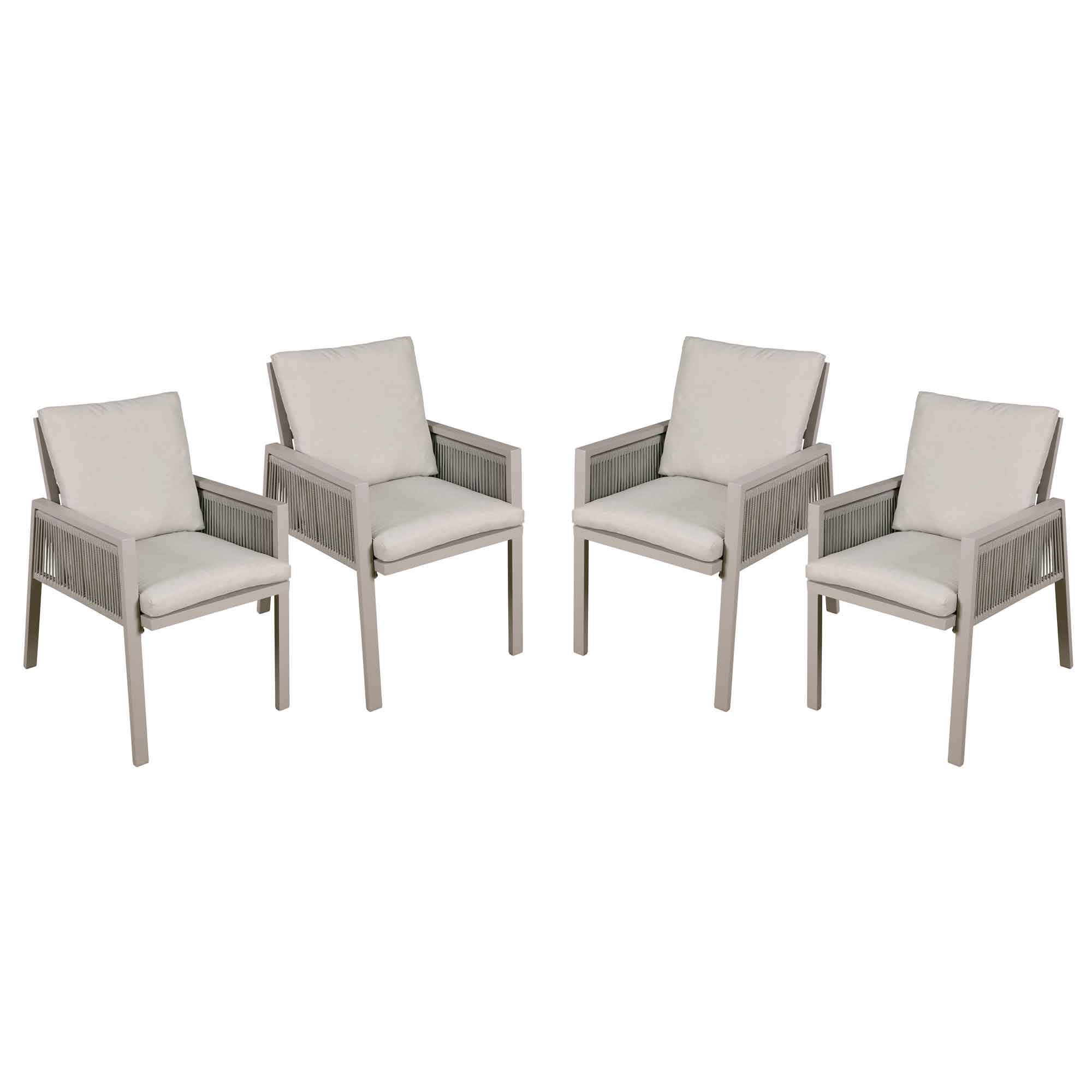 Fusion Garden/Patio Aluminium Dining Chair with Armrests, Set of 4 - DG50 - Dellonda