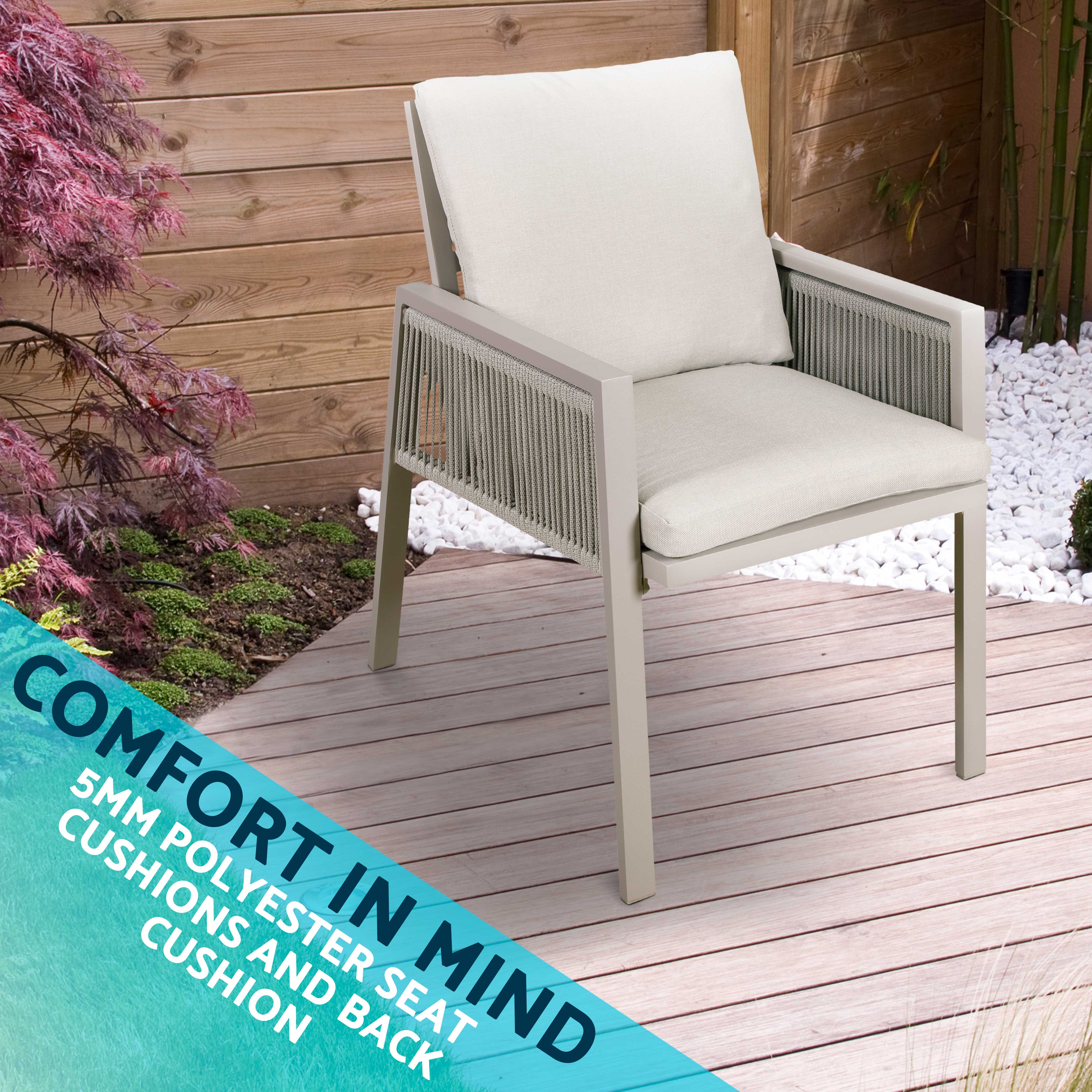 Fusion Garden/Patio Aluminium Dining Chair with Armrests, Set of 4 - DG50 - Dellonda
