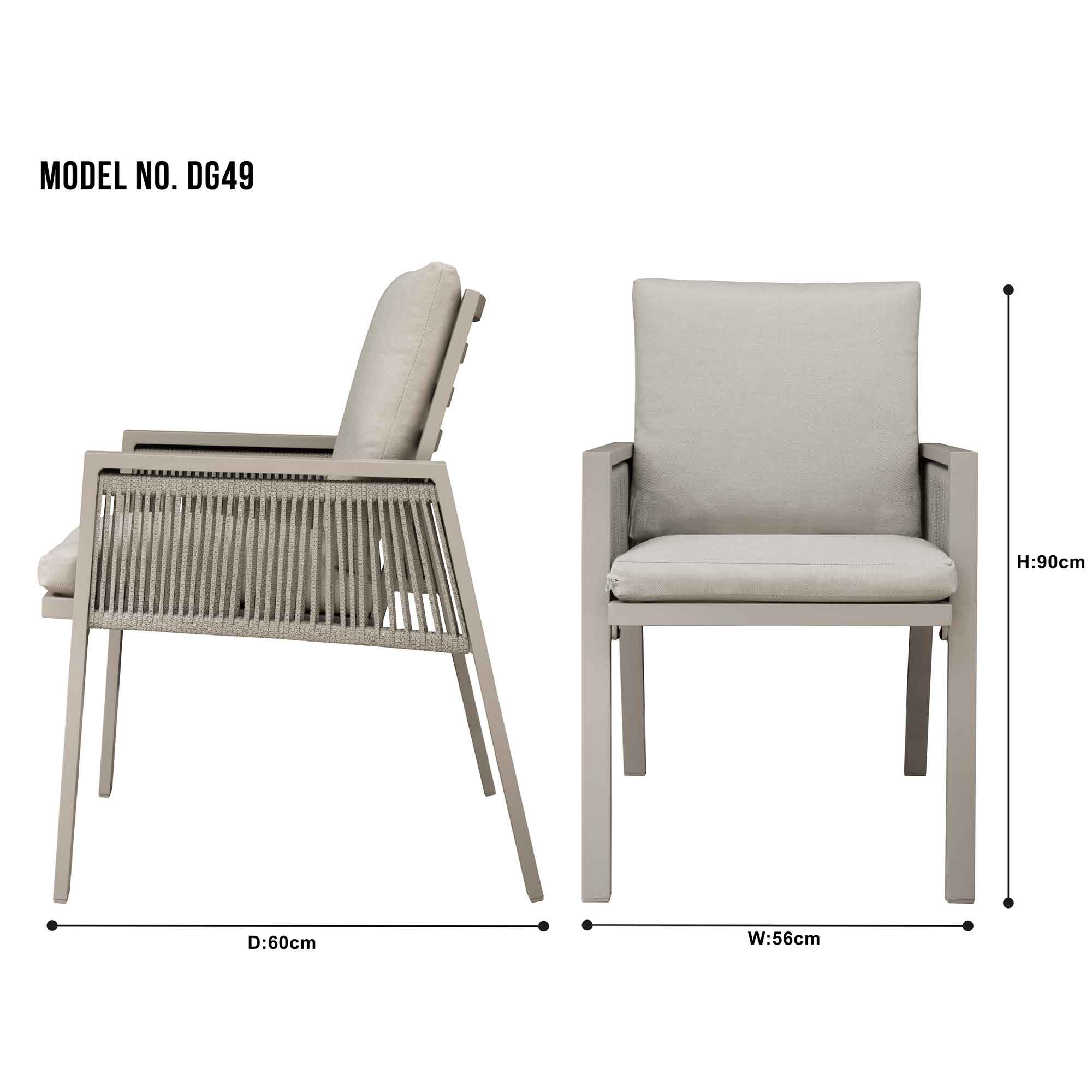 Fusion Garden/Patio Aluminium Dining Chair with Armrests, Set of 4 - DG50 - Dellonda