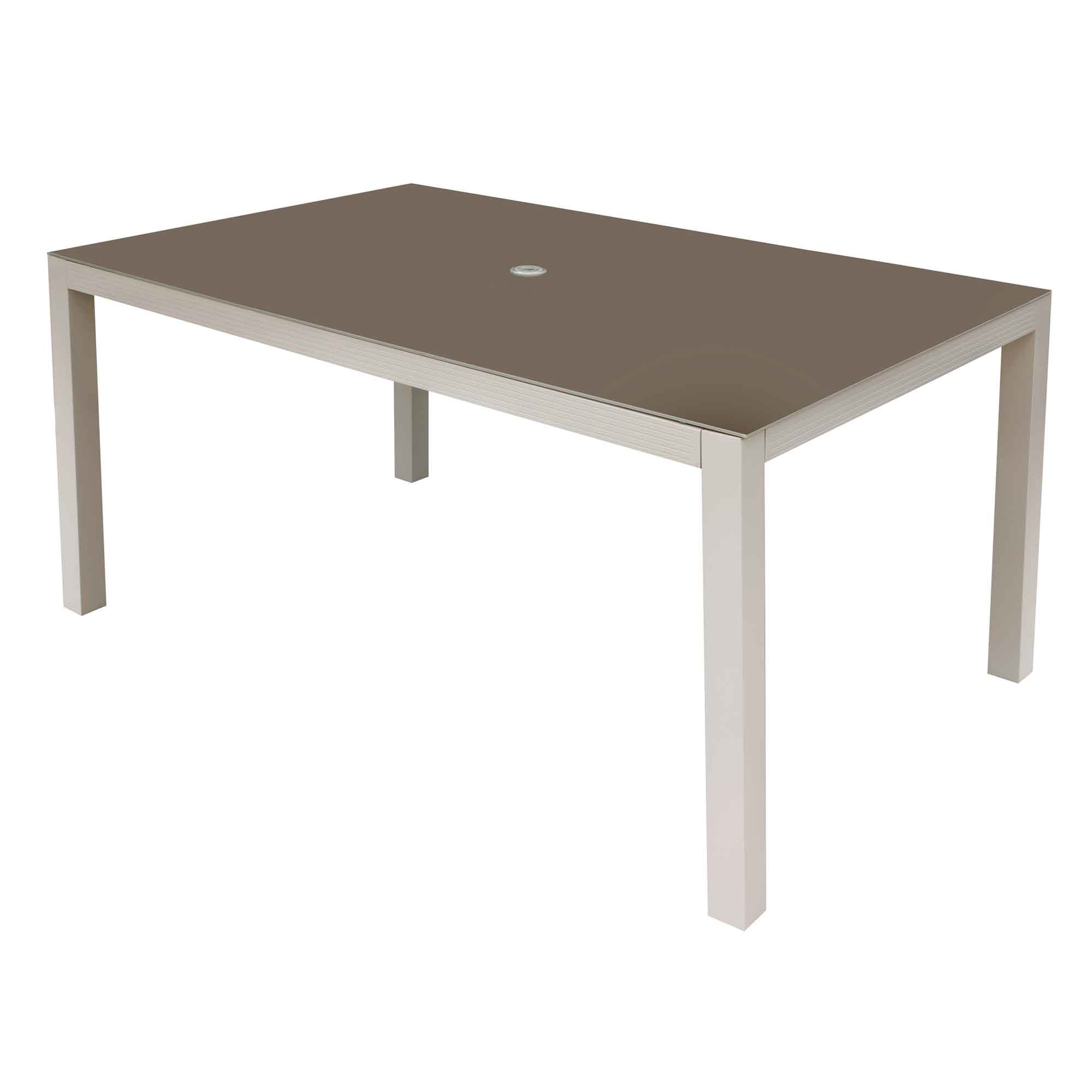 Fusion Aluminium Garden Dining Table with Tempered Glass & Parasol Hole - DG51 - Dellonda