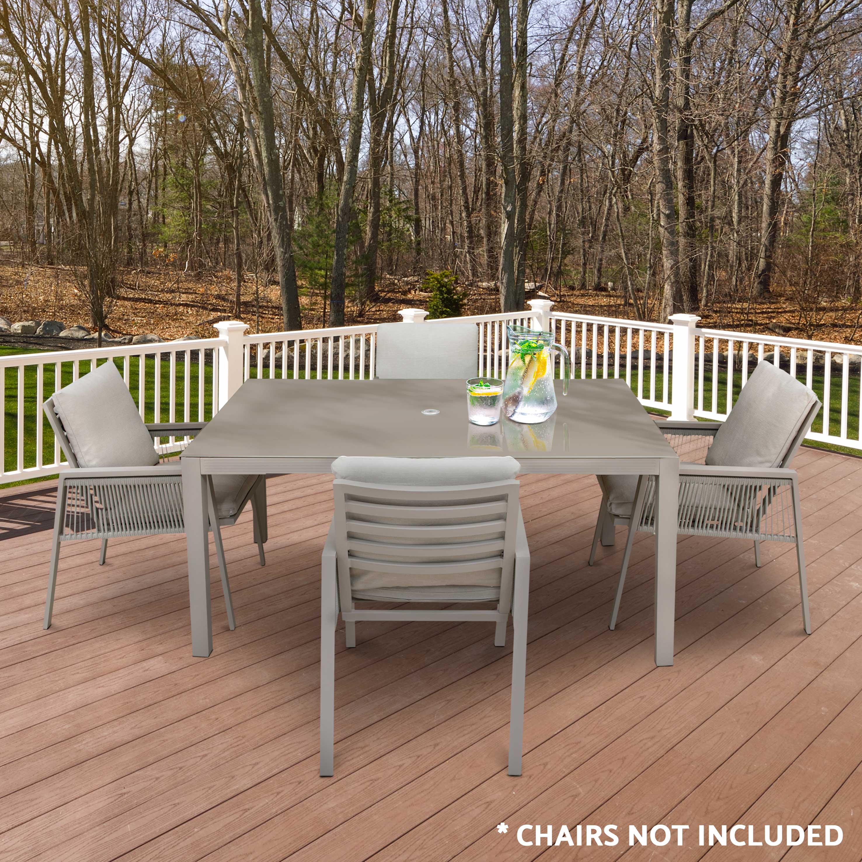 Fusion Aluminium Garden Dining Table with Tempered Glass & Parasol Hole - DG51 - Dellonda
