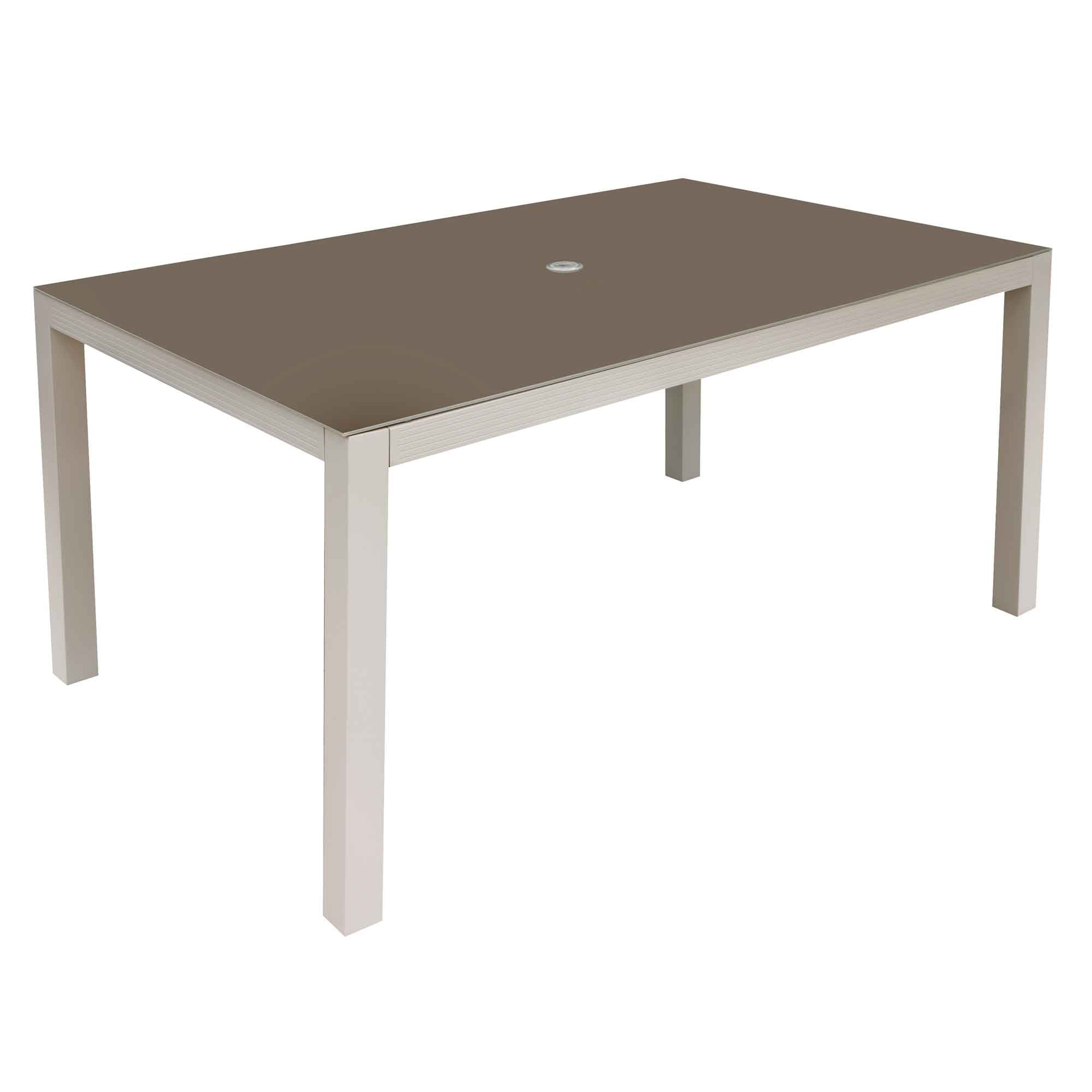Fusion Aluminium Garden Dining Table with Tempered Glass & Parasol Hole - DG51 - Dellonda