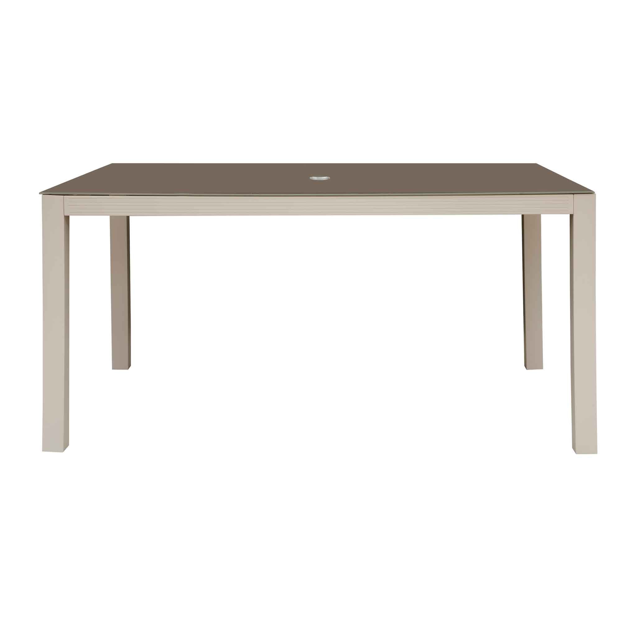 Fusion Aluminium Garden Dining Table with Tempered Glass & Parasol Hole - DG51 - Dellonda