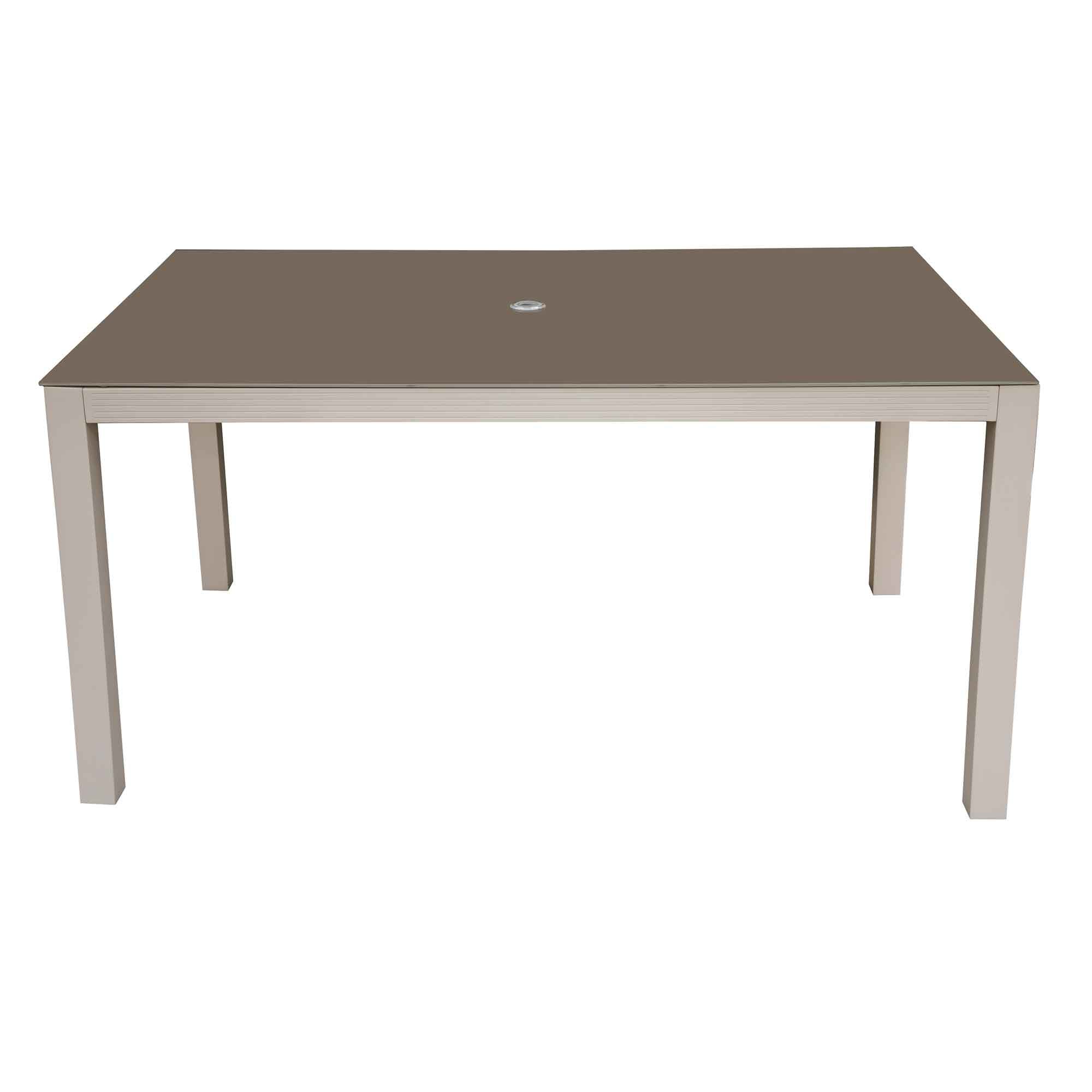 Fusion Aluminium Garden Dining Table with Tempered Glass & Parasol Hole - DG51 - Dellonda