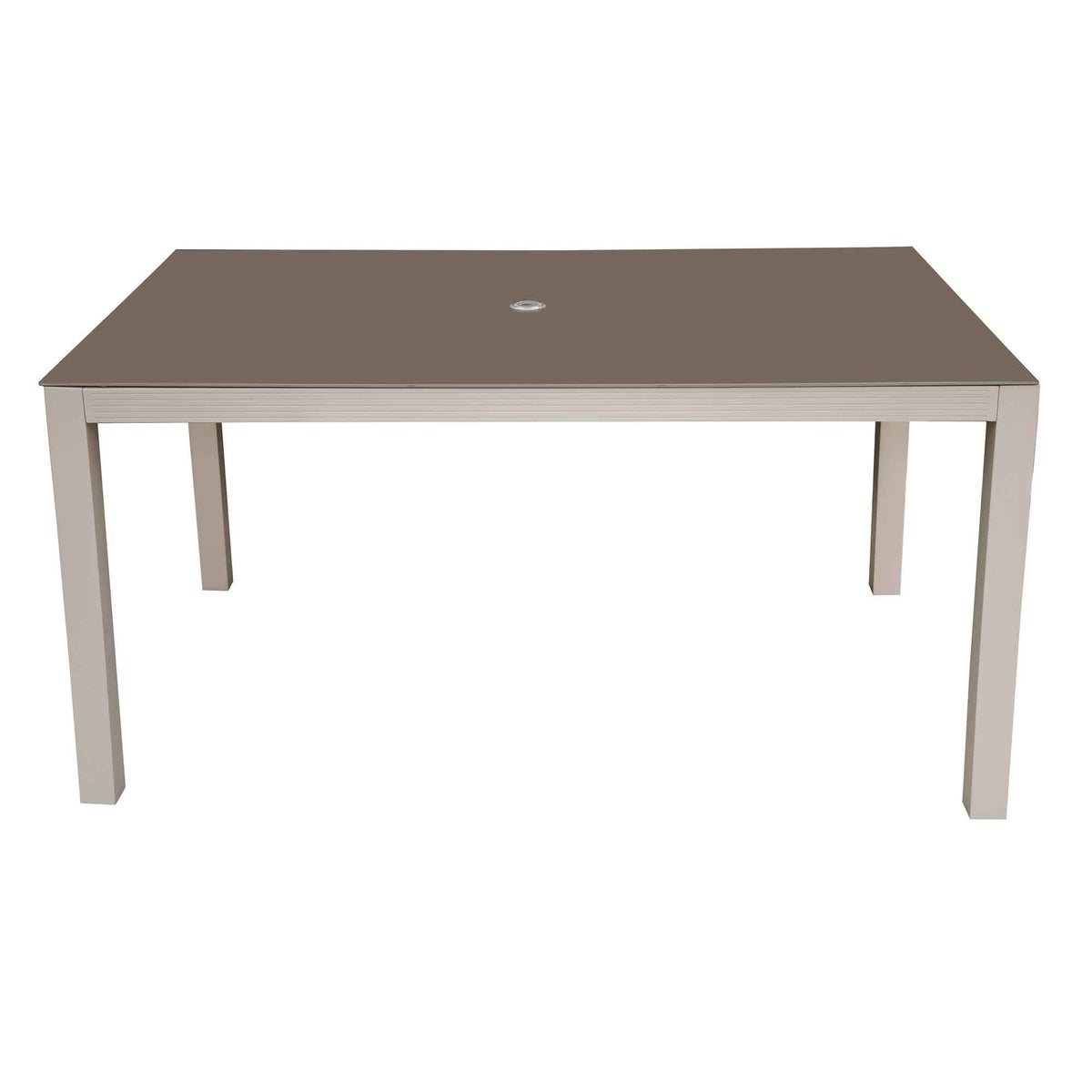 Fusion Aluminium Garden Dining Table with Tempered Glass Parasol