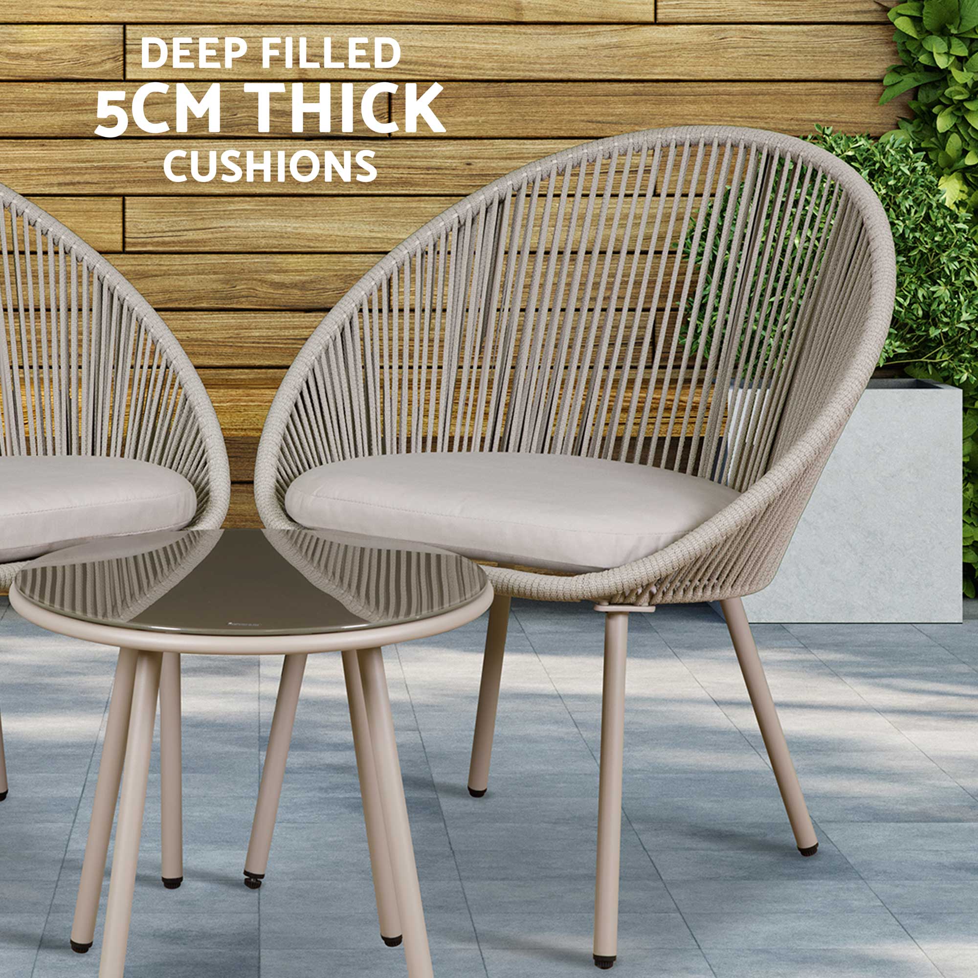 Como 3 Piece Bistro Set with Tempered Glass Top - DG55 - Dellonda