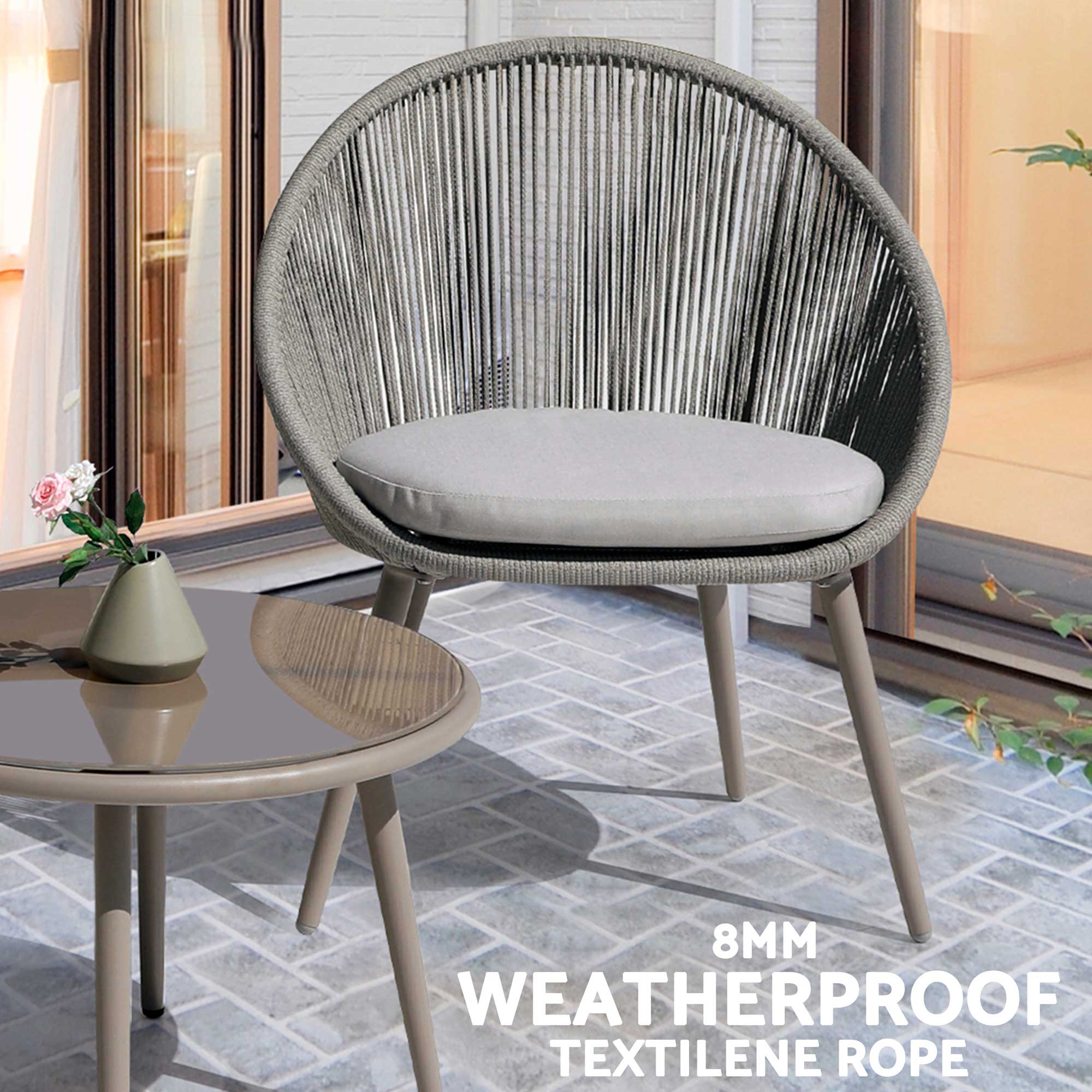 Como 3 Piece Bistro Set with Tempered Glass Top - DG55 - Dellonda