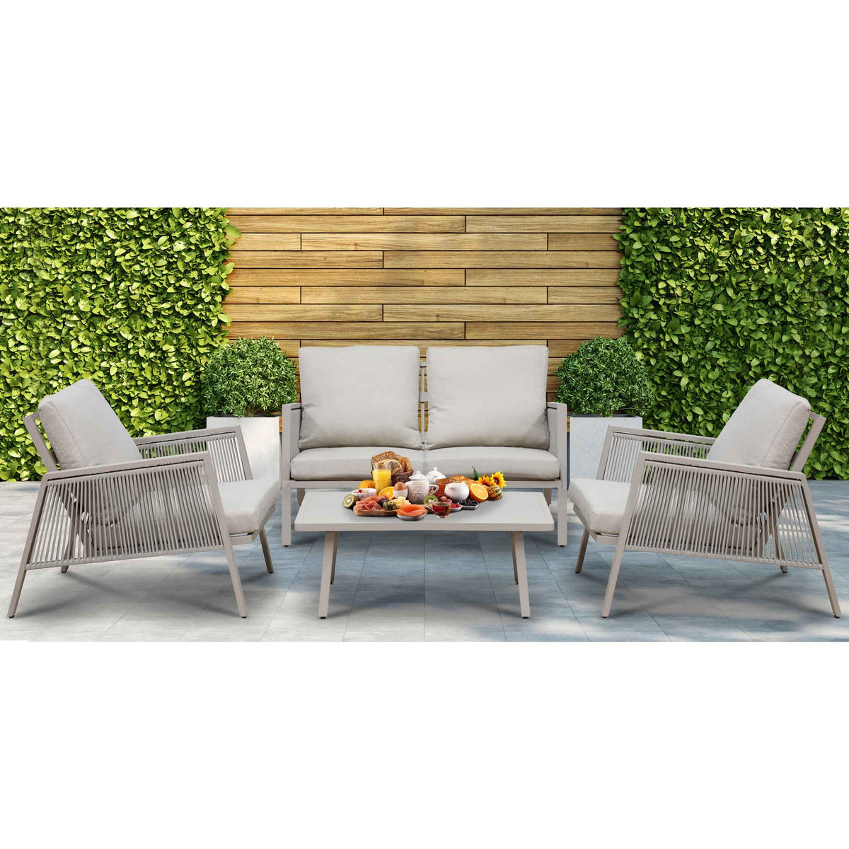 Fusion 4 Piece Outdoor Aluminium Sofa Set Light Grey DG56