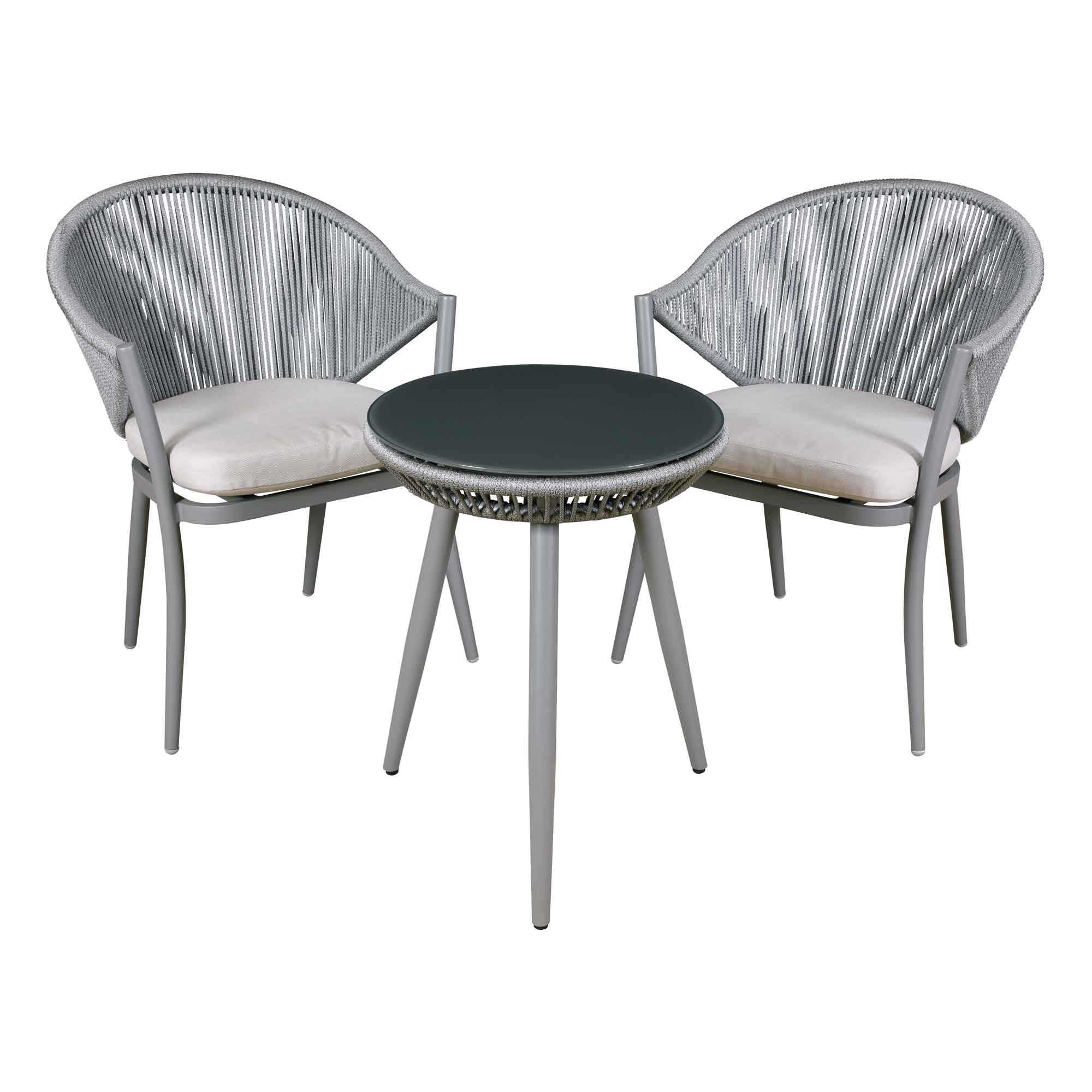 Echo 3 Piece Balcony Set with Tempered Glass Top - DG58 - Dellonda