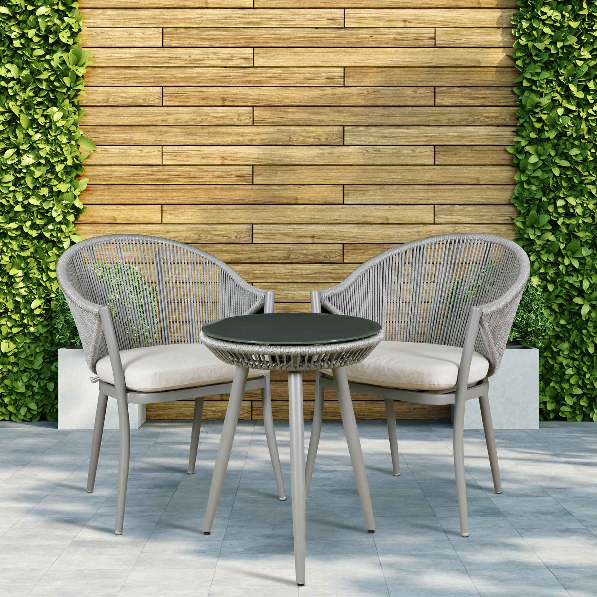 Echo 3 Piece Balcony Set with Tempered Glass Top - DG58 - Dellonda