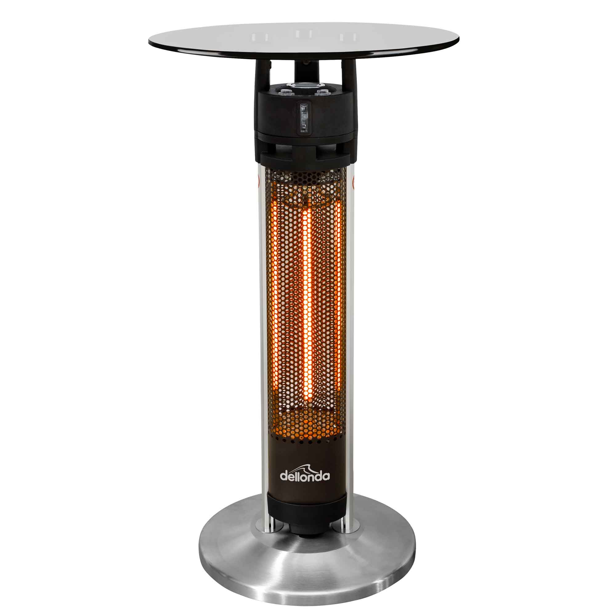 Bistro Bar Table with 1200W Patio Heater, 95cm, Black/Stainless Steel - DG63 - Dellonda