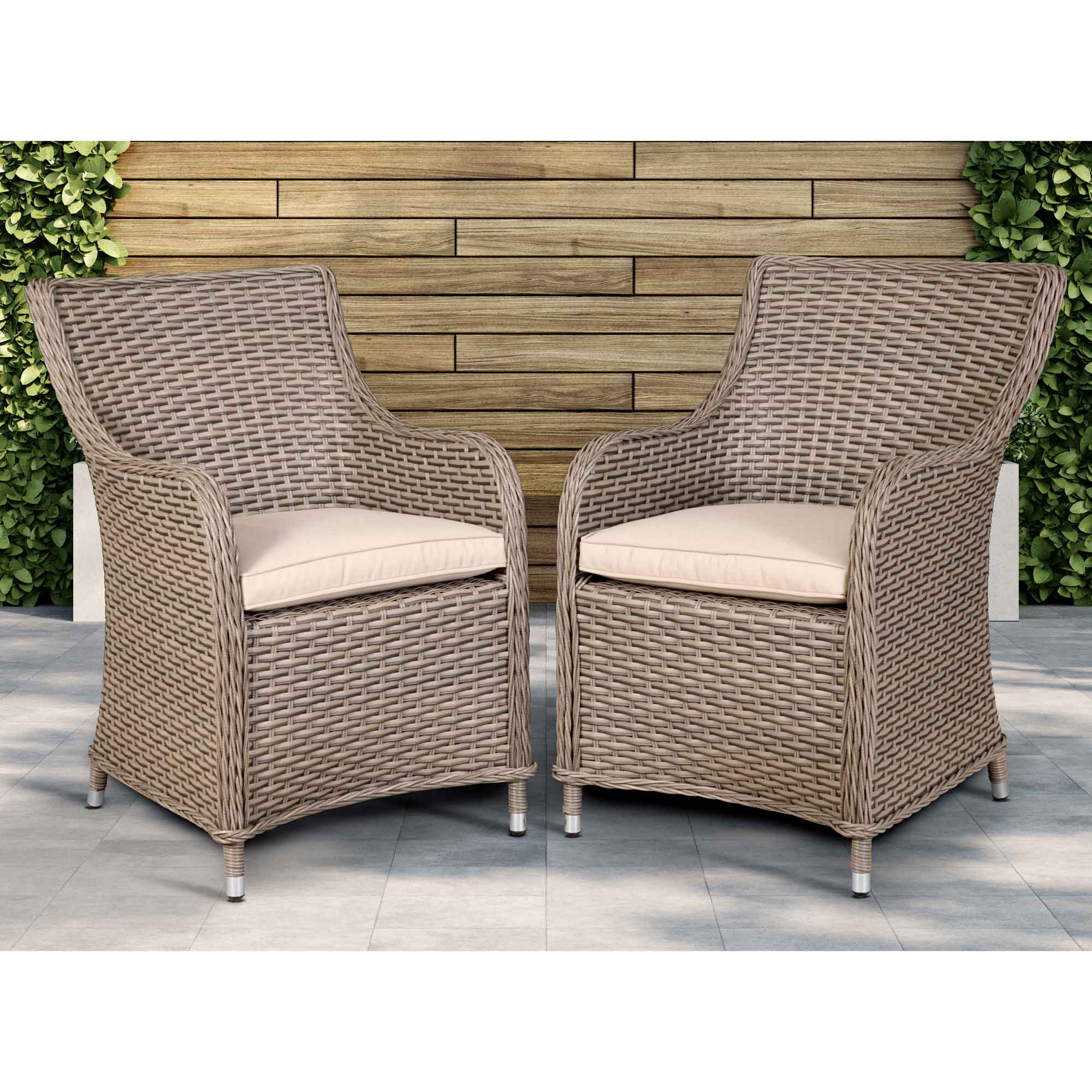 Chester Rattan Wicker Garden Dining Chairs with Cushion - DG64 - Dellonda