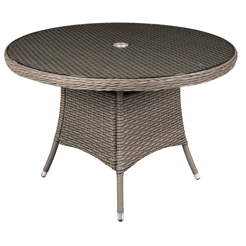Round Rattan Table Chester Rattan Wicker Round Outdoor Dining Table with Tempered Glass T ...