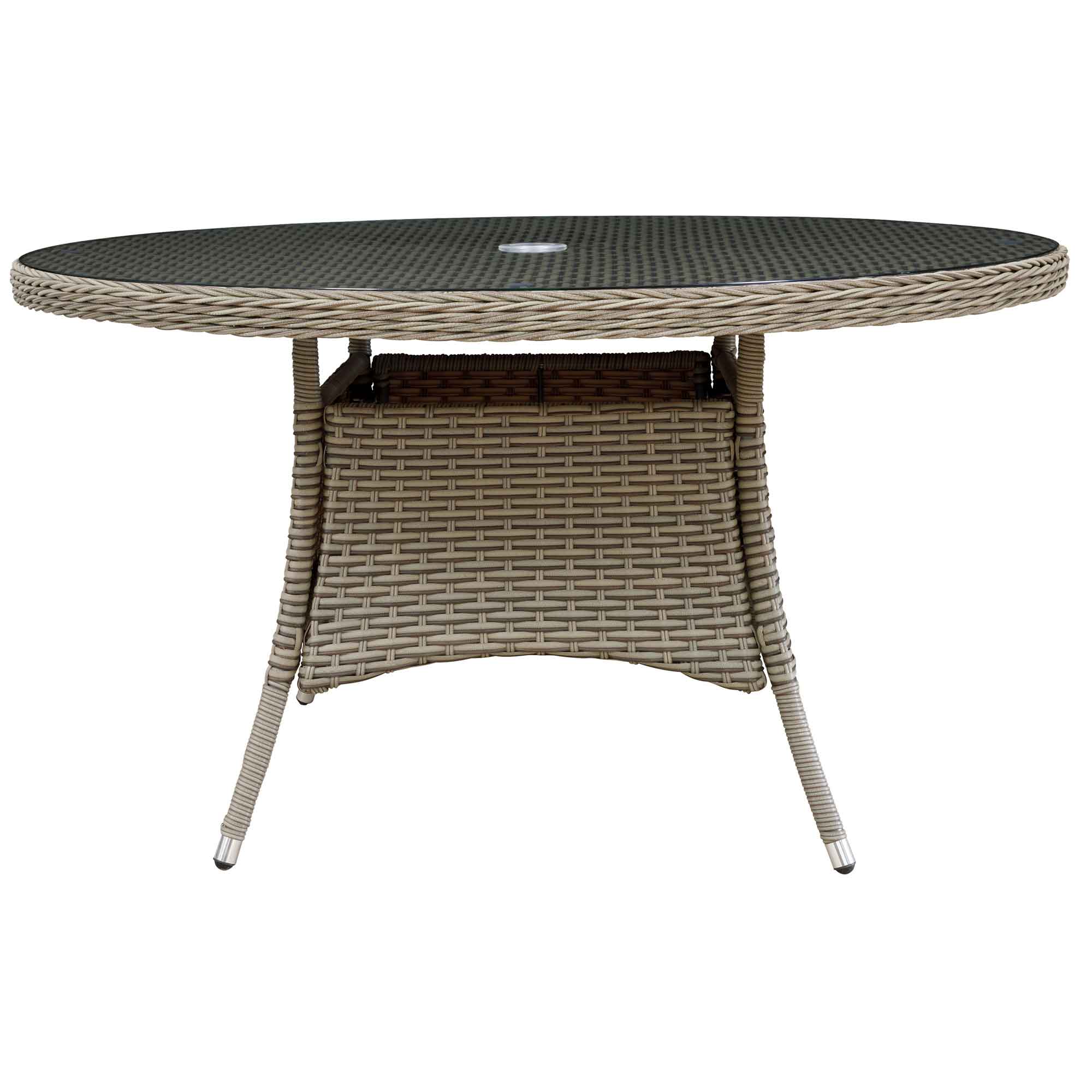Chester Rattan Wicker Outdoor Dining Table with Tempered Glass Top - DG67 - Dellonda
