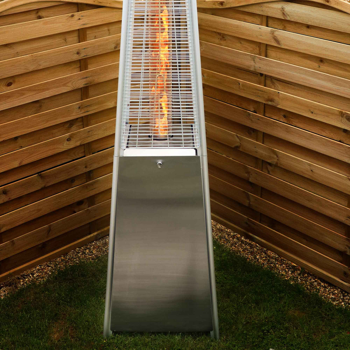 DG6 - Propane Gas Pyramid Patio Heater 13kW Stainless Steel - Dellonda