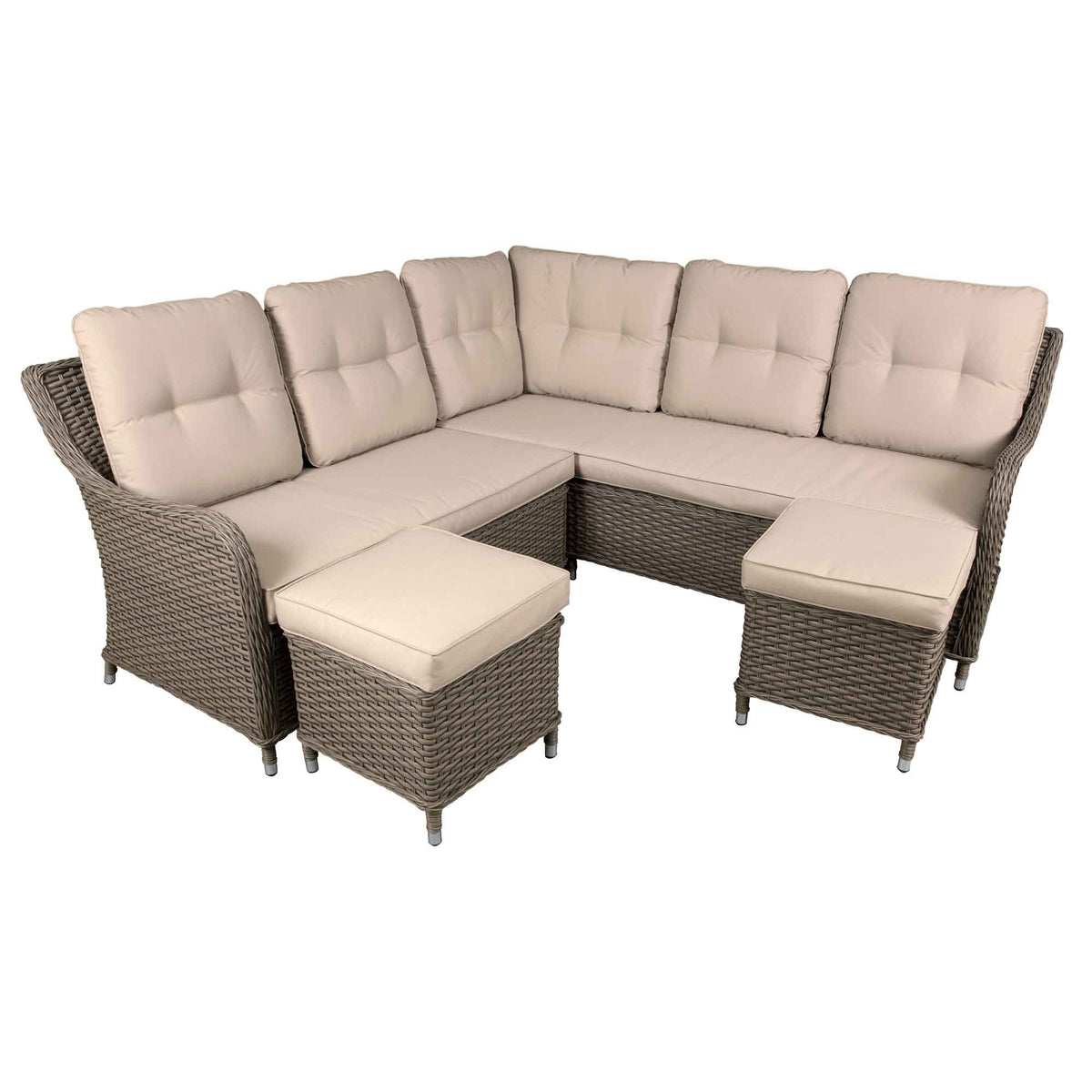 Chester Rattan Wicker Outdoor 5 Seater Corner Sofa Set Brown