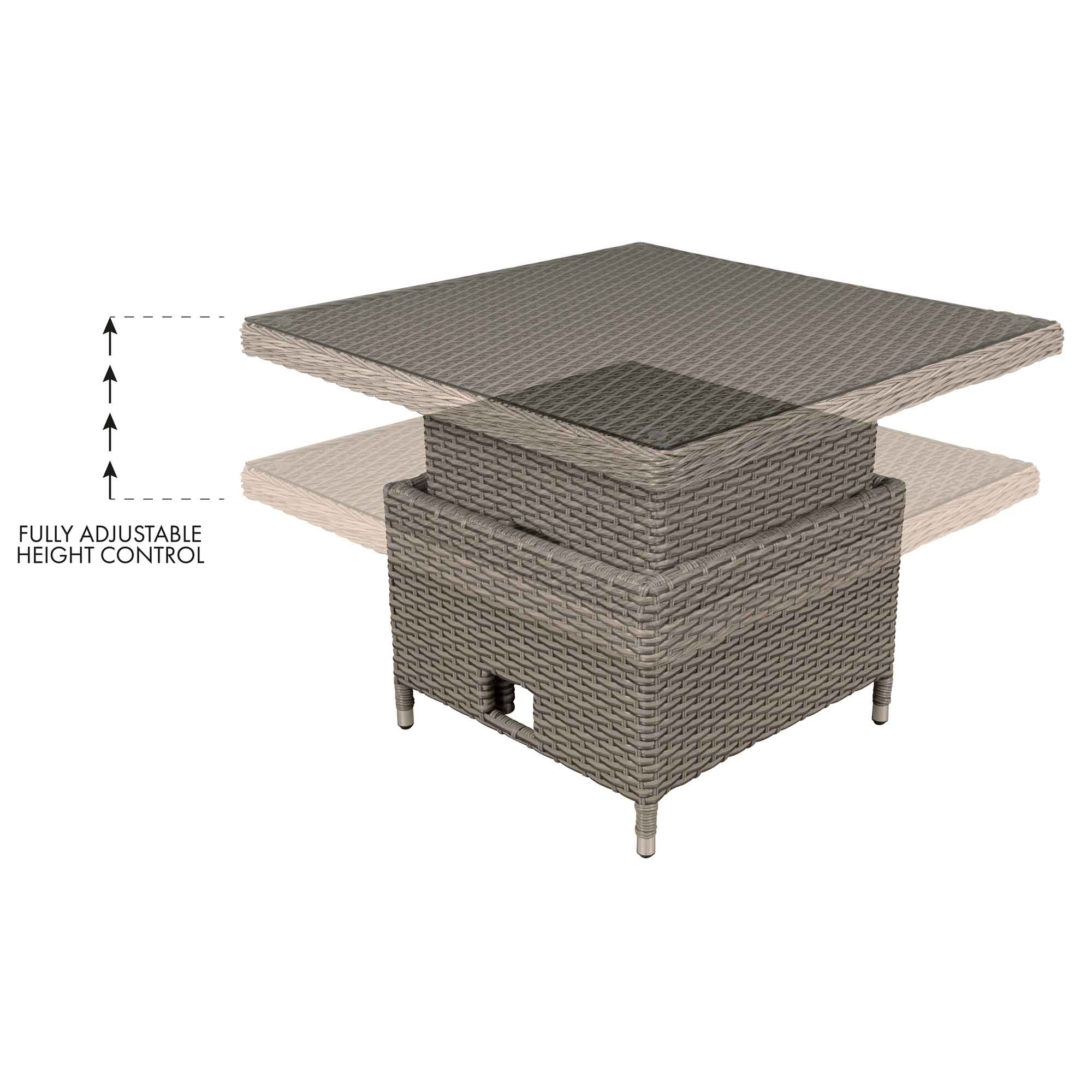 Chester Rattan Wicker Adjustable-Height Outdoor Dining Table - Dellonda
