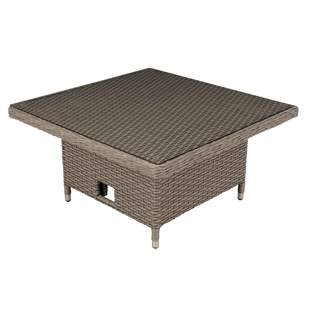 Outdoor wicker dining table with glass top deals